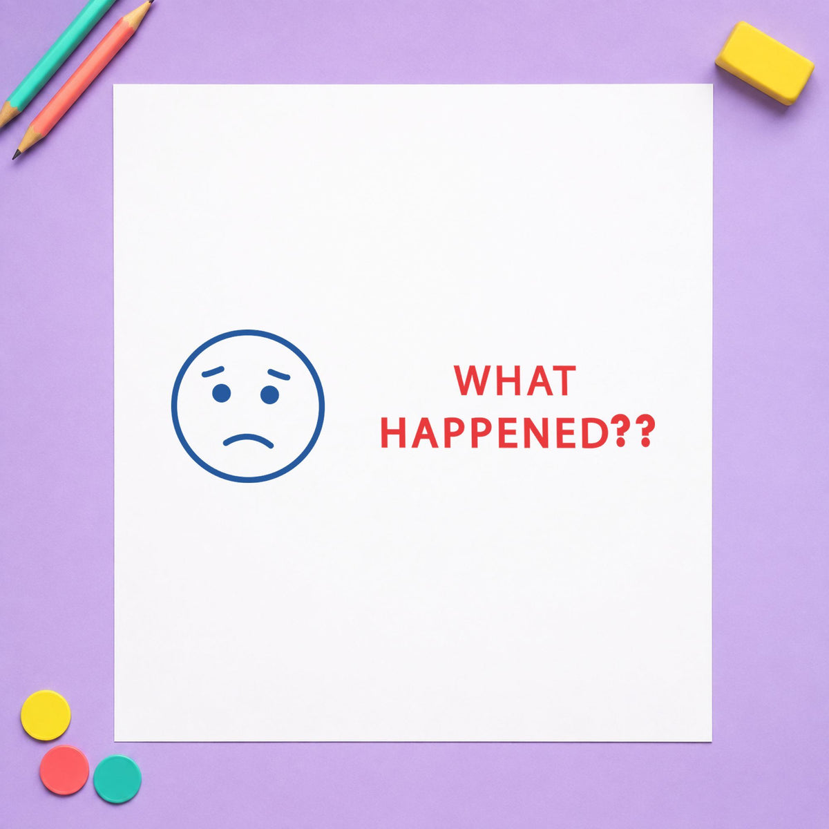 "What happened?" imprint on a printed page, Xstamper No. 2017