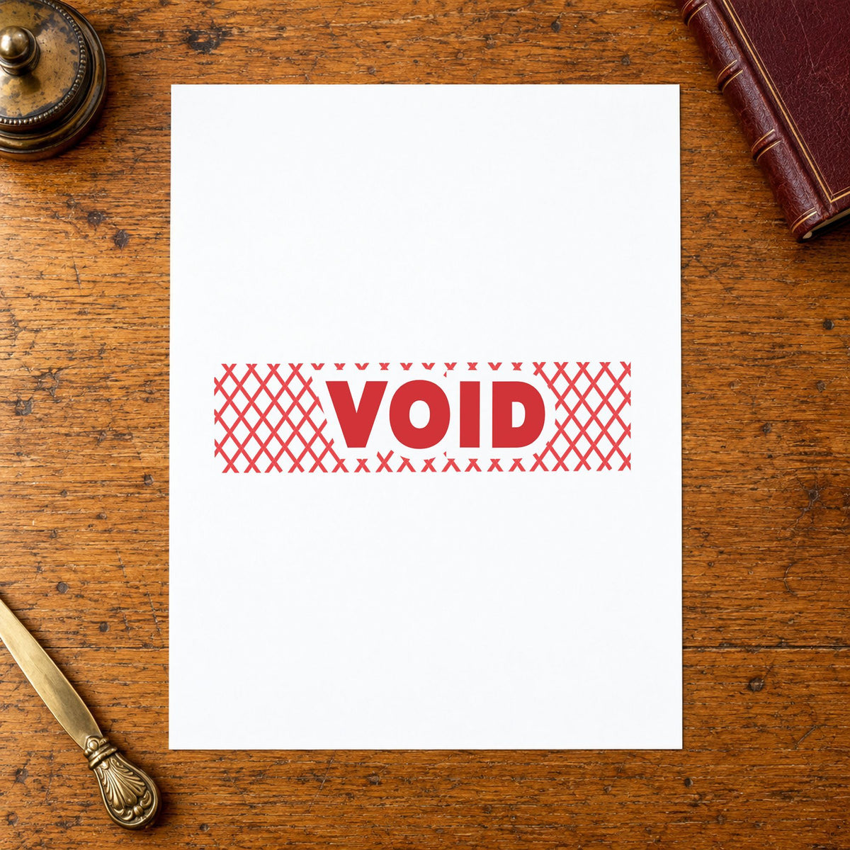 "Void" Xstamper stamp at work on everyday office paperwork