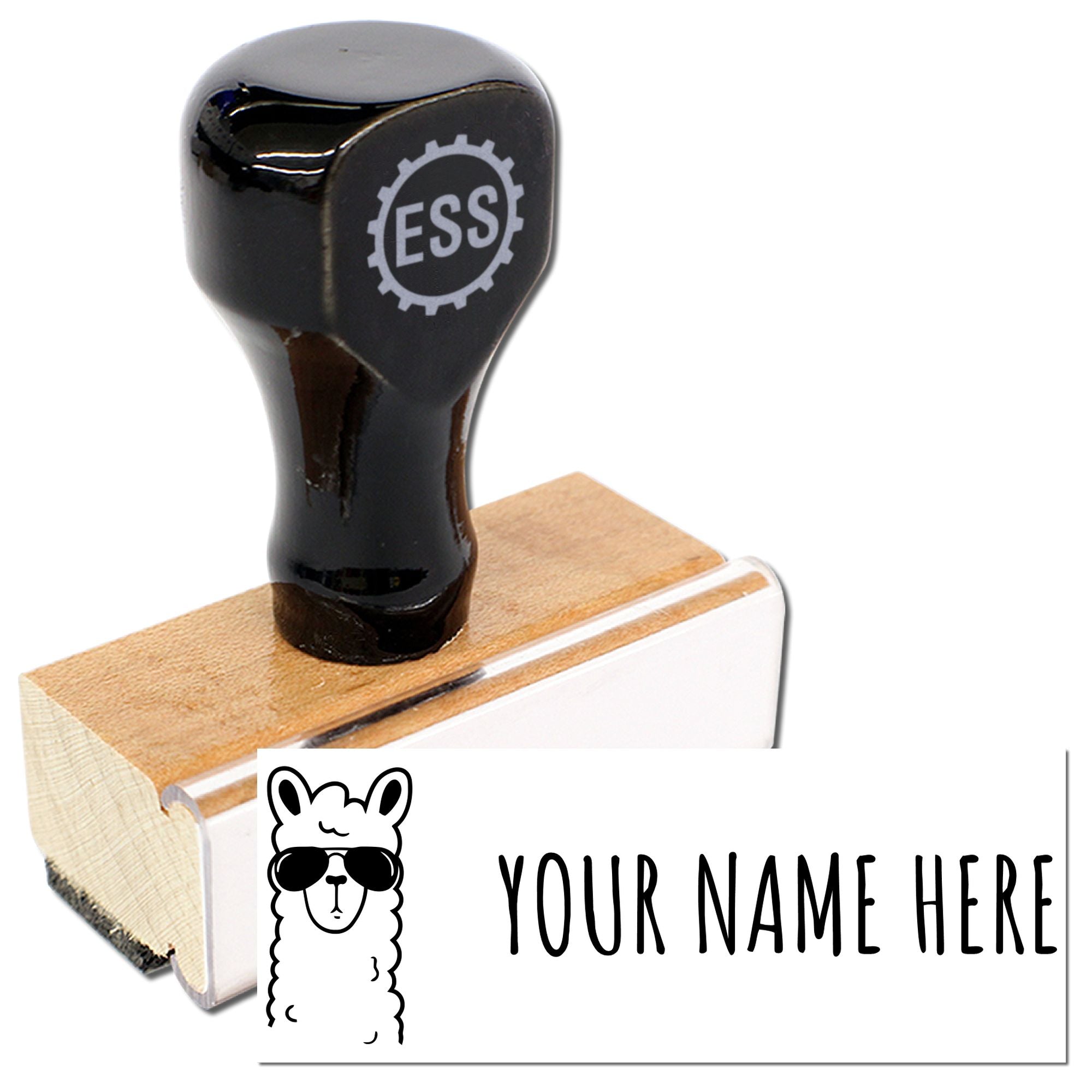 Wood Handle Cool Llama Personalized Name Stamp - Engineer Seal Stamps