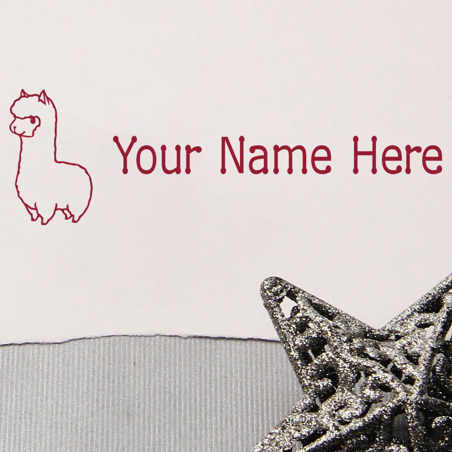 Wood Handle Llama Personalized Signature Stamp - Engineer Seal Stamps