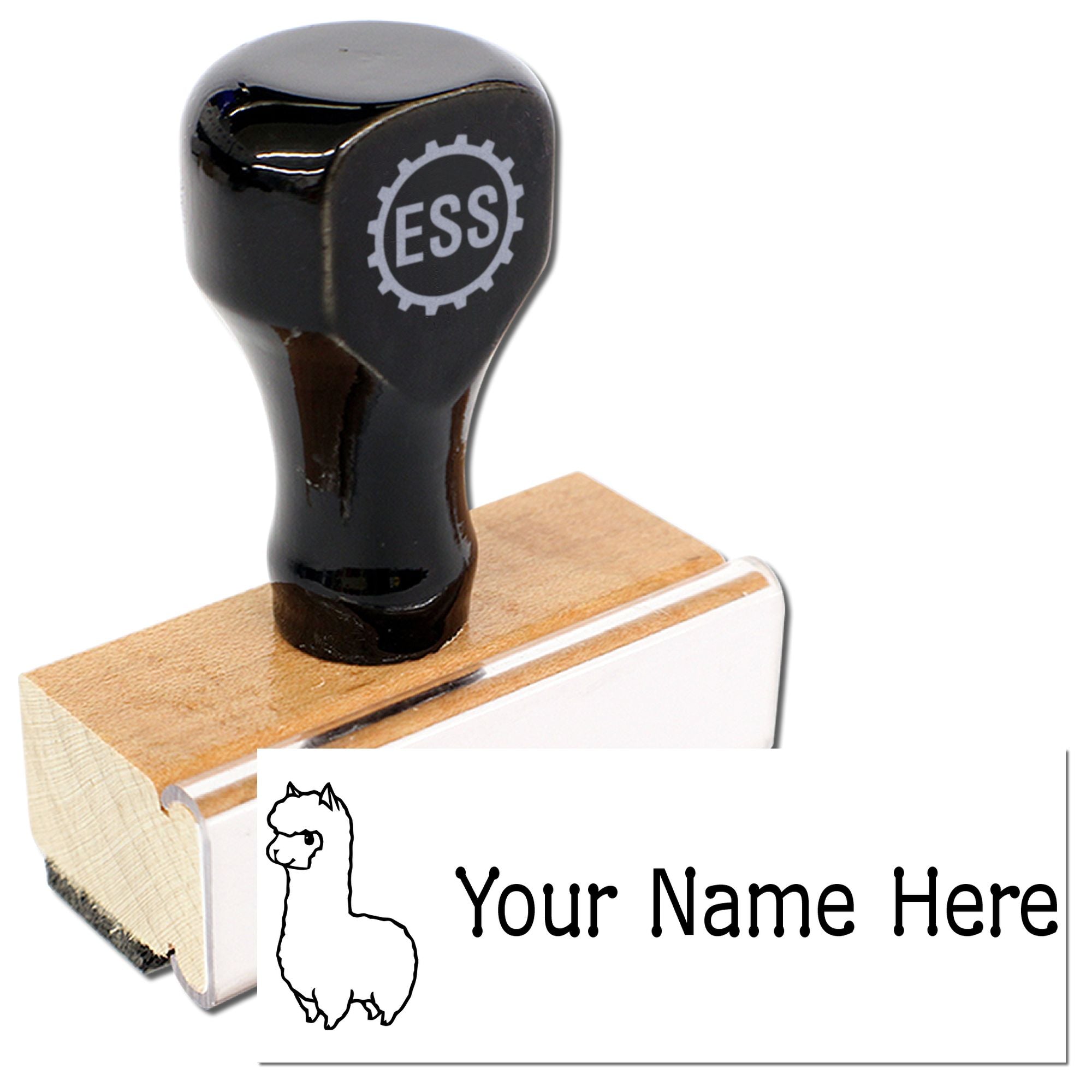 Wood Handle Llama Personalized Signature Stamp - Engineer Seal Stamps