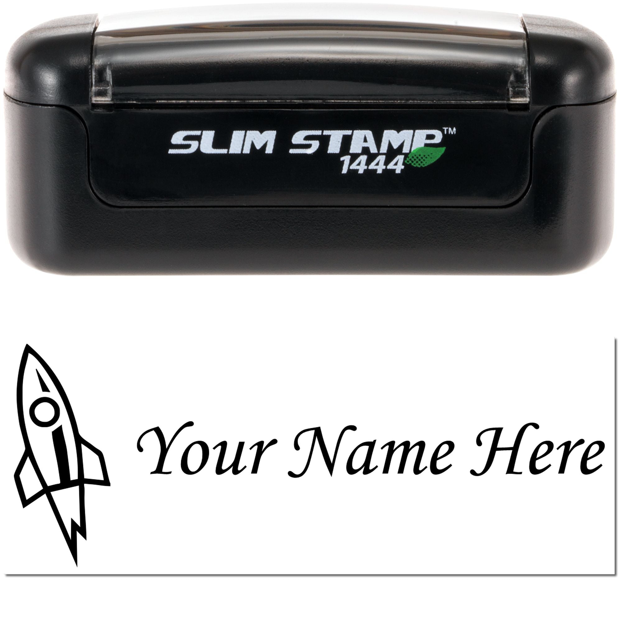 Slim Pre-Inked Rocket Blast Personalized Ink Stamp - Engineer Seal Stamps