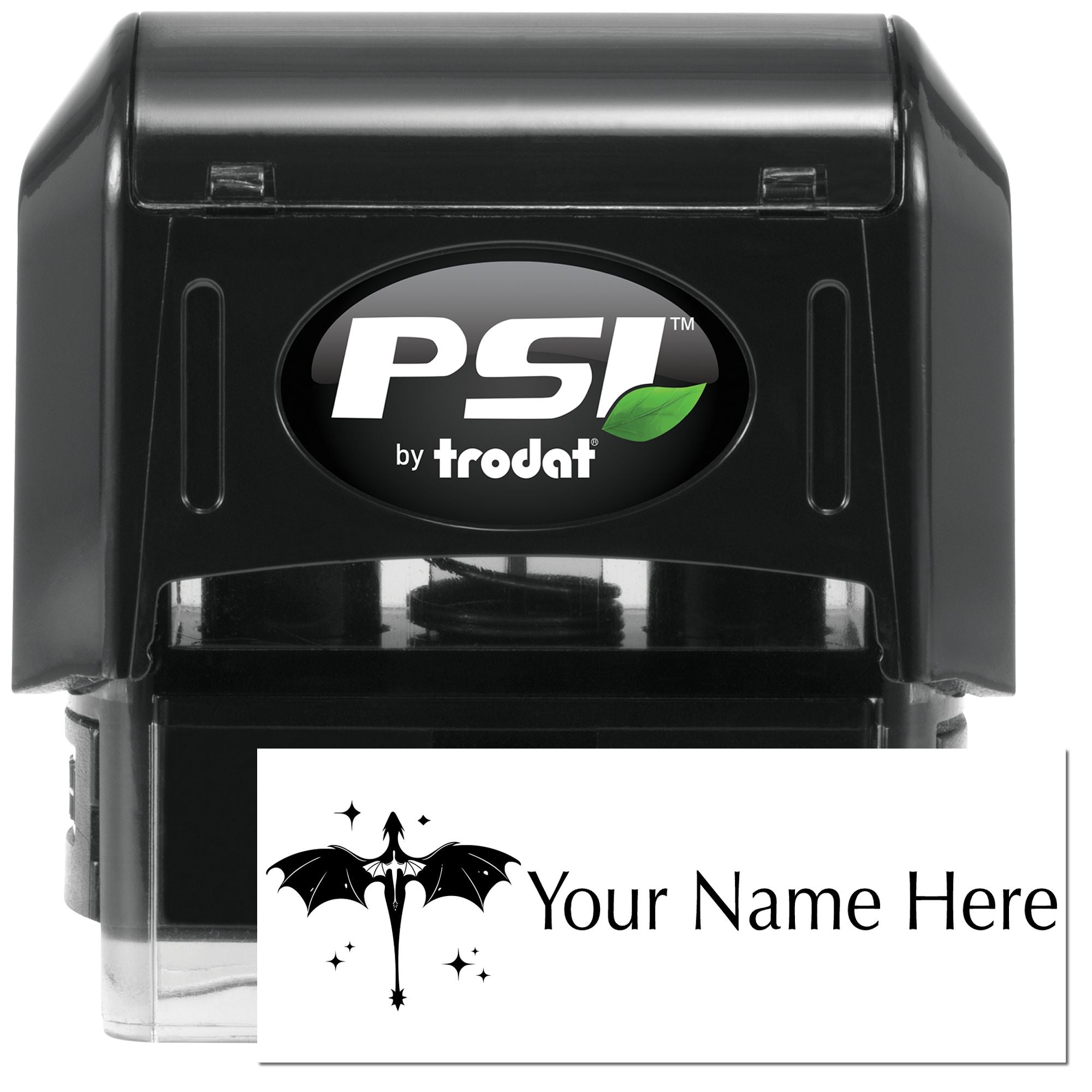 PSI Pre-Inked Enchanted Dragon Customized Name Stamp - Engineer Seal Stamps