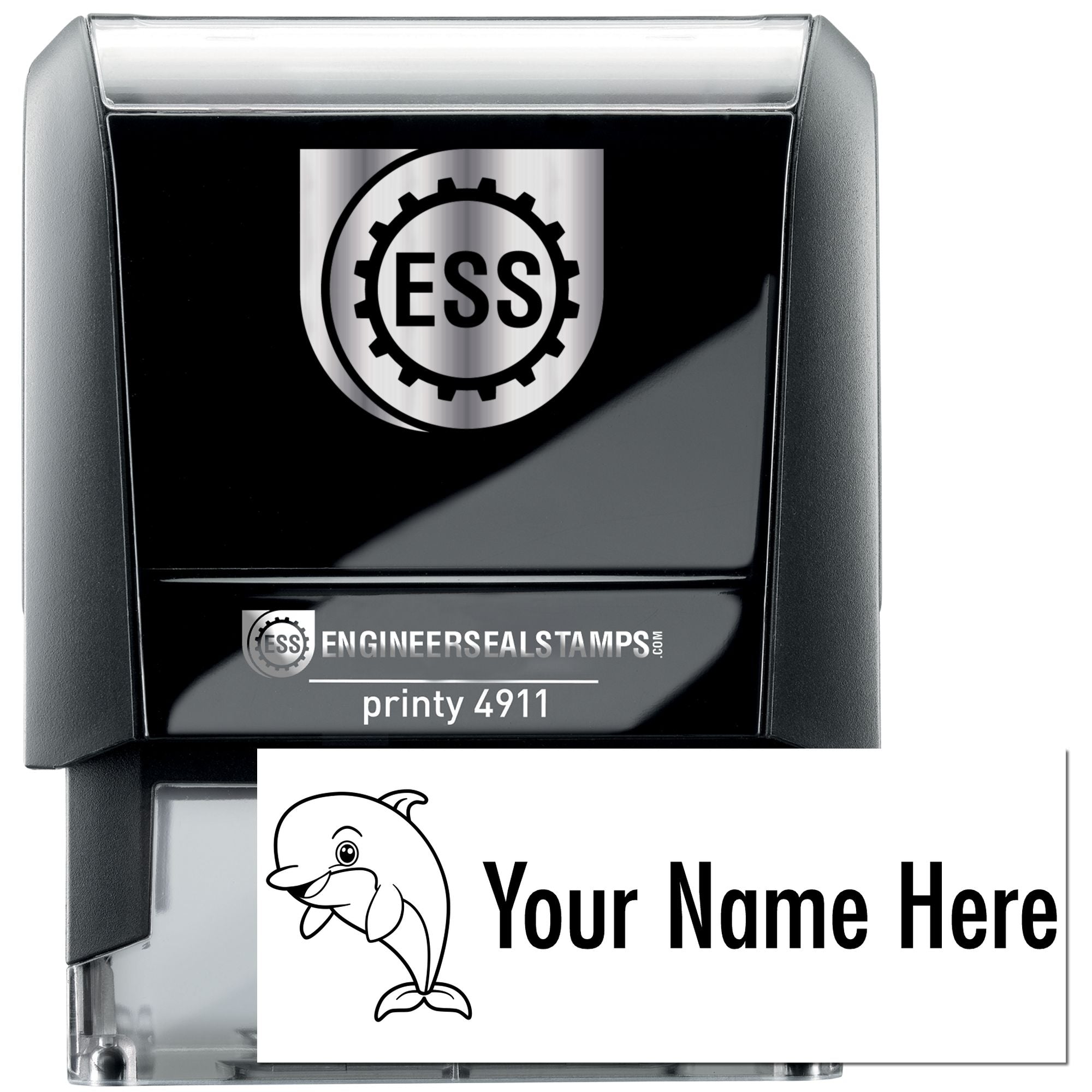 Self-Inking Dolphin Delight Customized Name Stamper - Engineer Seal Stamps