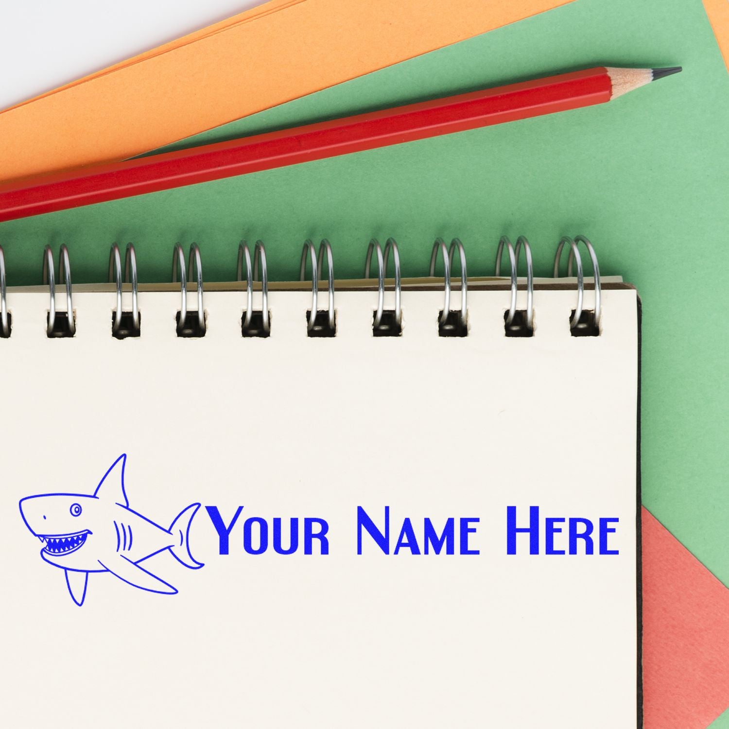 Wood Handle Sharky Splash Customized Signature Stamp - Engineer Seal Stamps