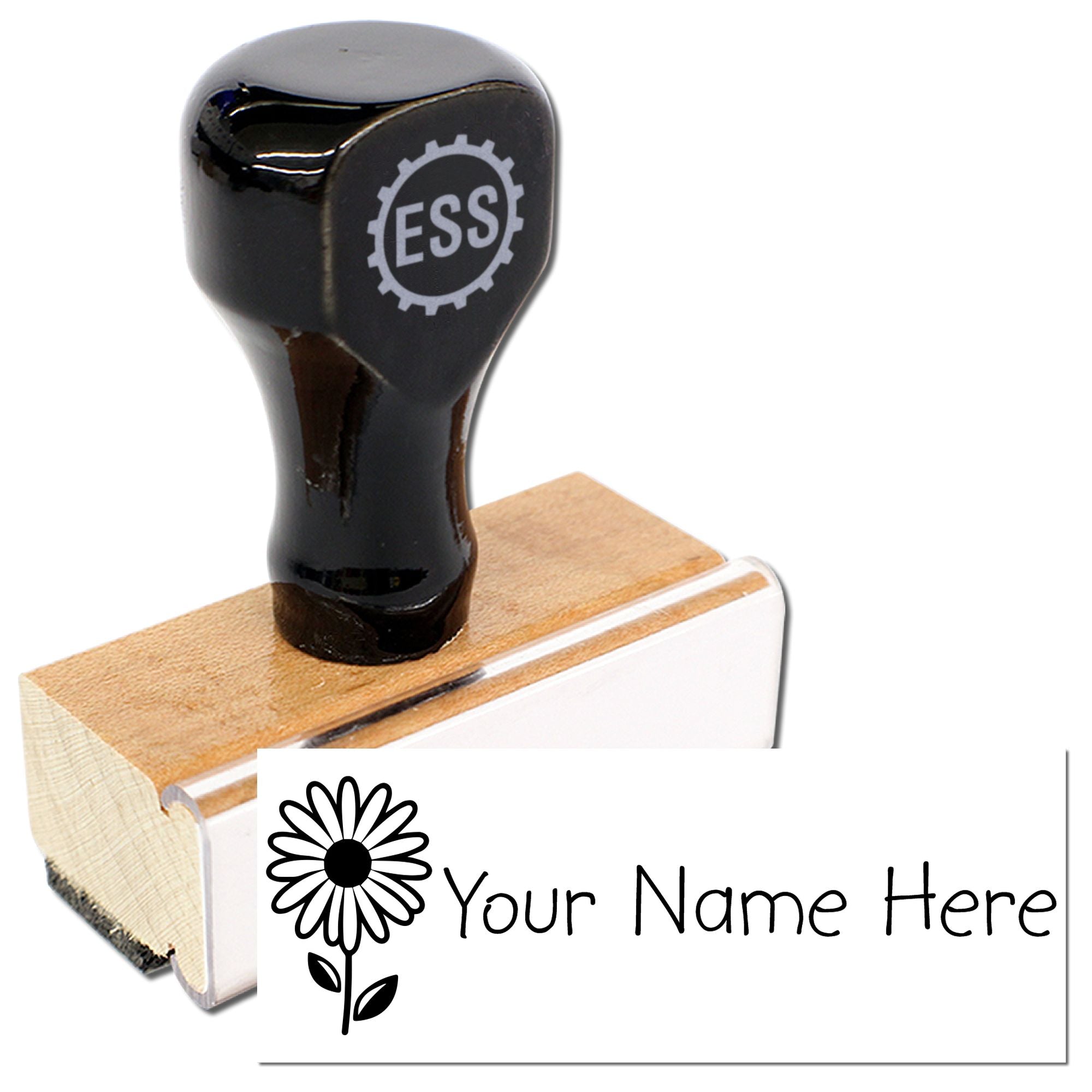 Wood Handle Sunny Daisy Customized Ink Rubber Stamp - Engineer Seal Stamps