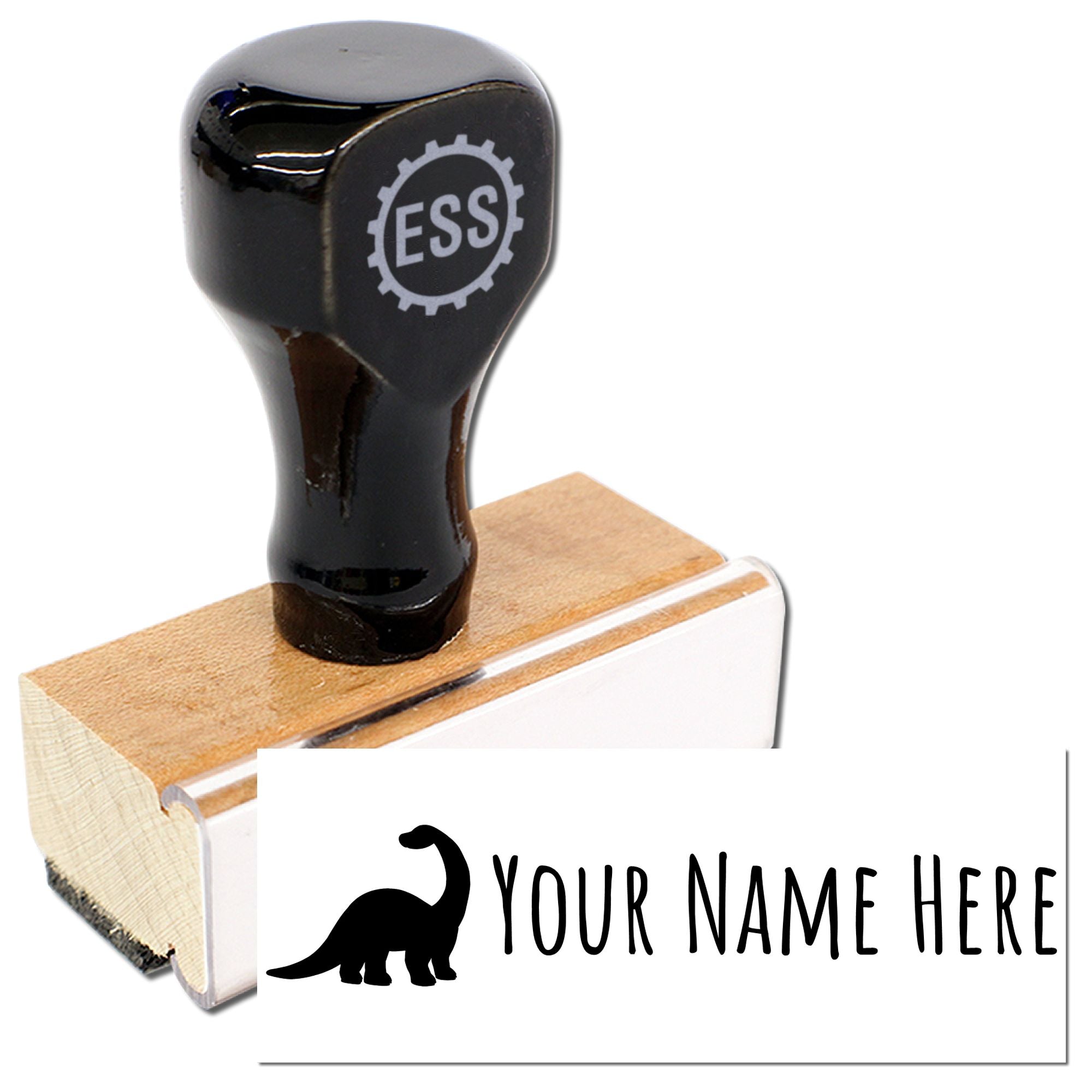 Wood Handle Dino Delight Customized Inked Stamp - Engineer Seal Stamps