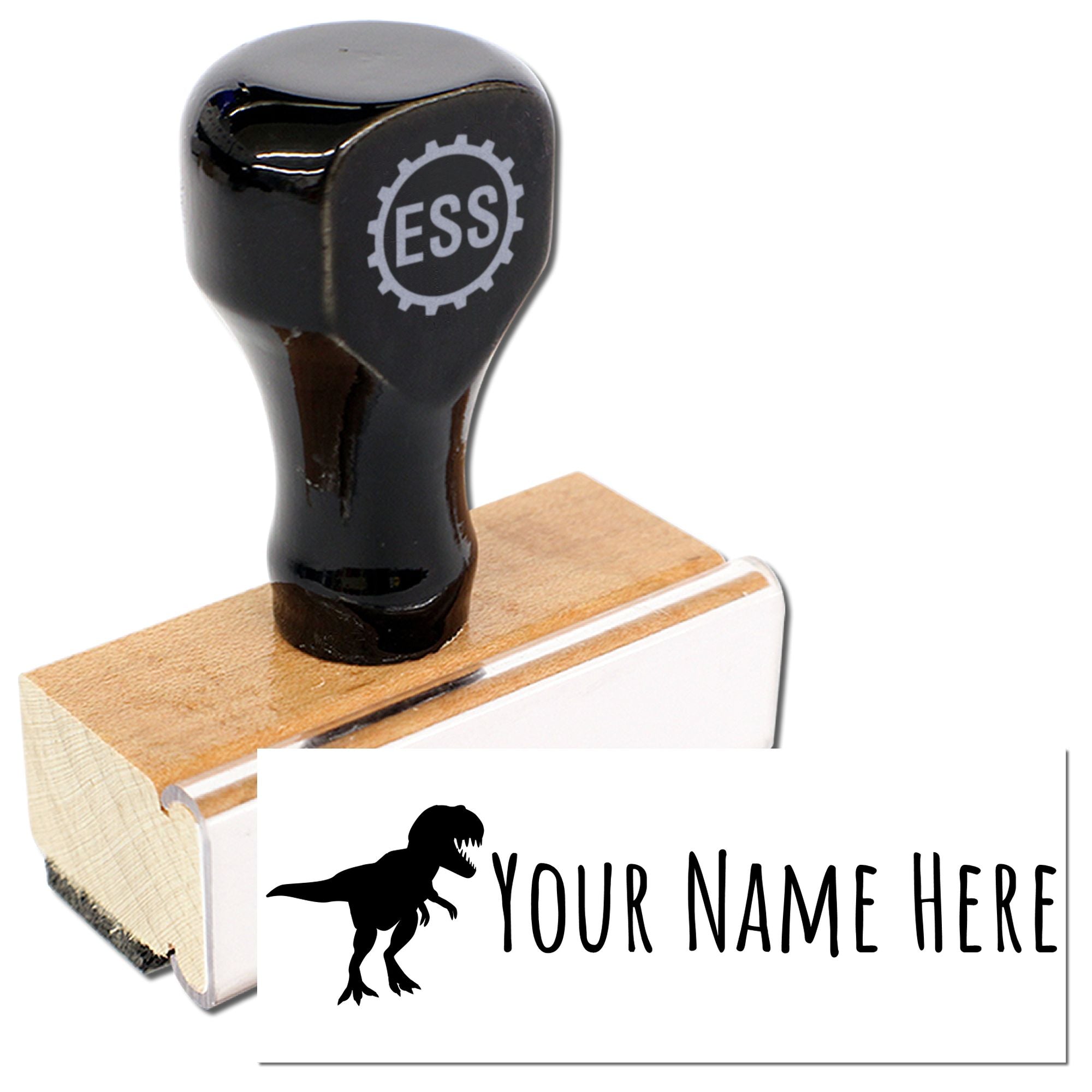 Wood Handle Roaring Rex Customized Inked Rubber Stamp - Engineer Seal Stamps