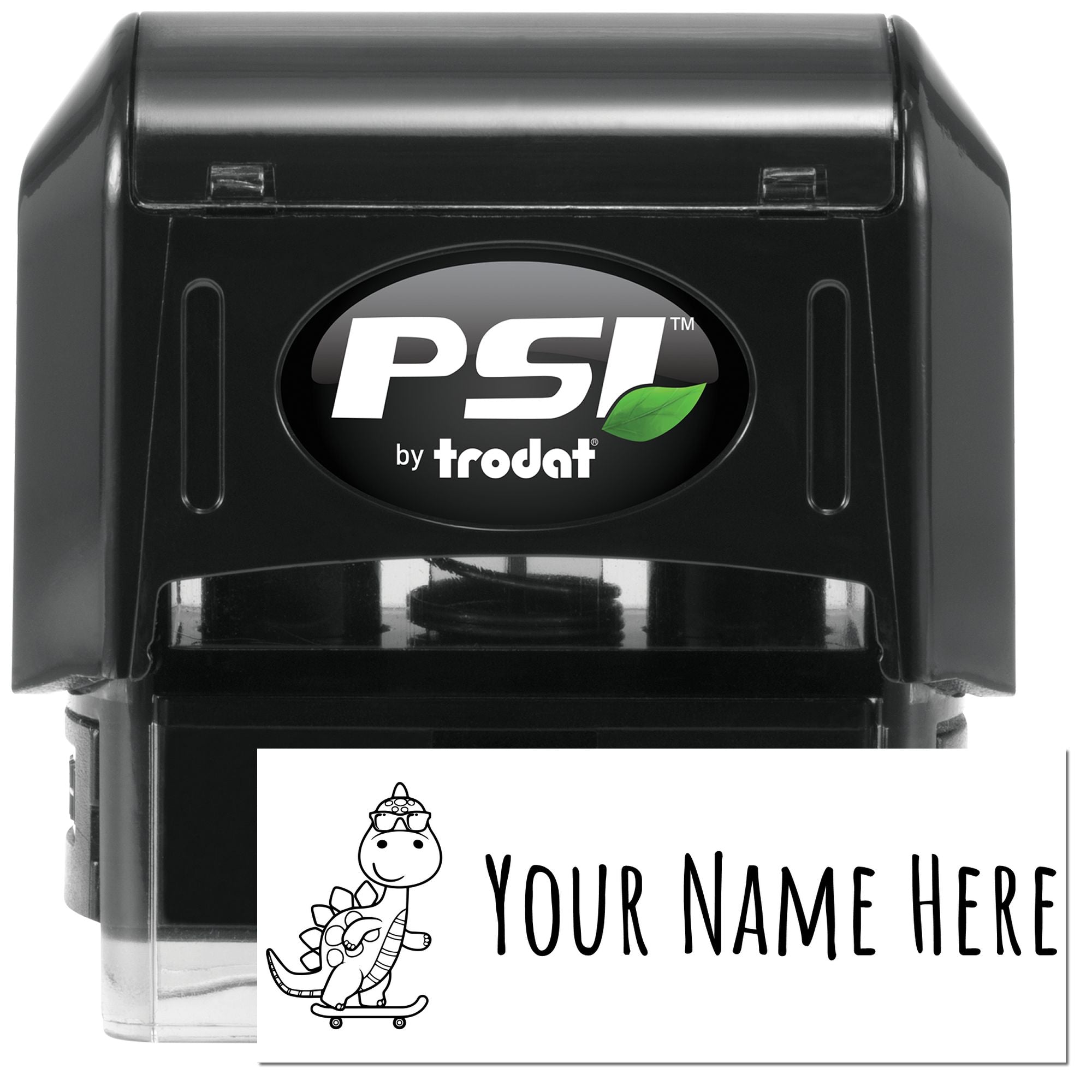 PSI Pre-Inked Skater Saurus Handmade Name Stamp - Engineer Seal Stamps