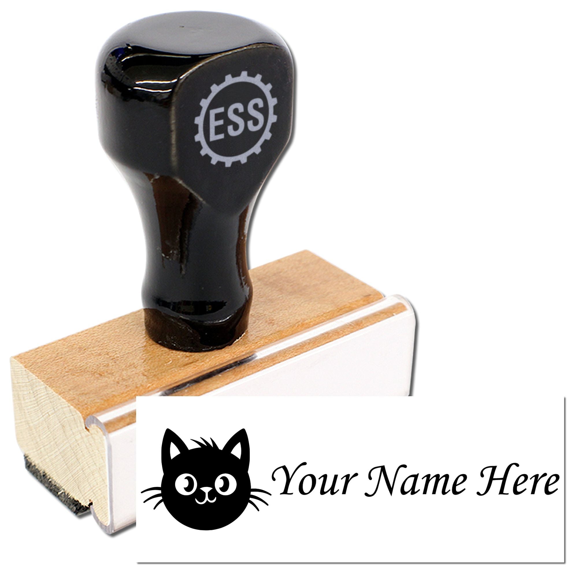 Wood Handle Whisker Wonder Customize Name Rubber Stamp - Engineer Seal Stamps