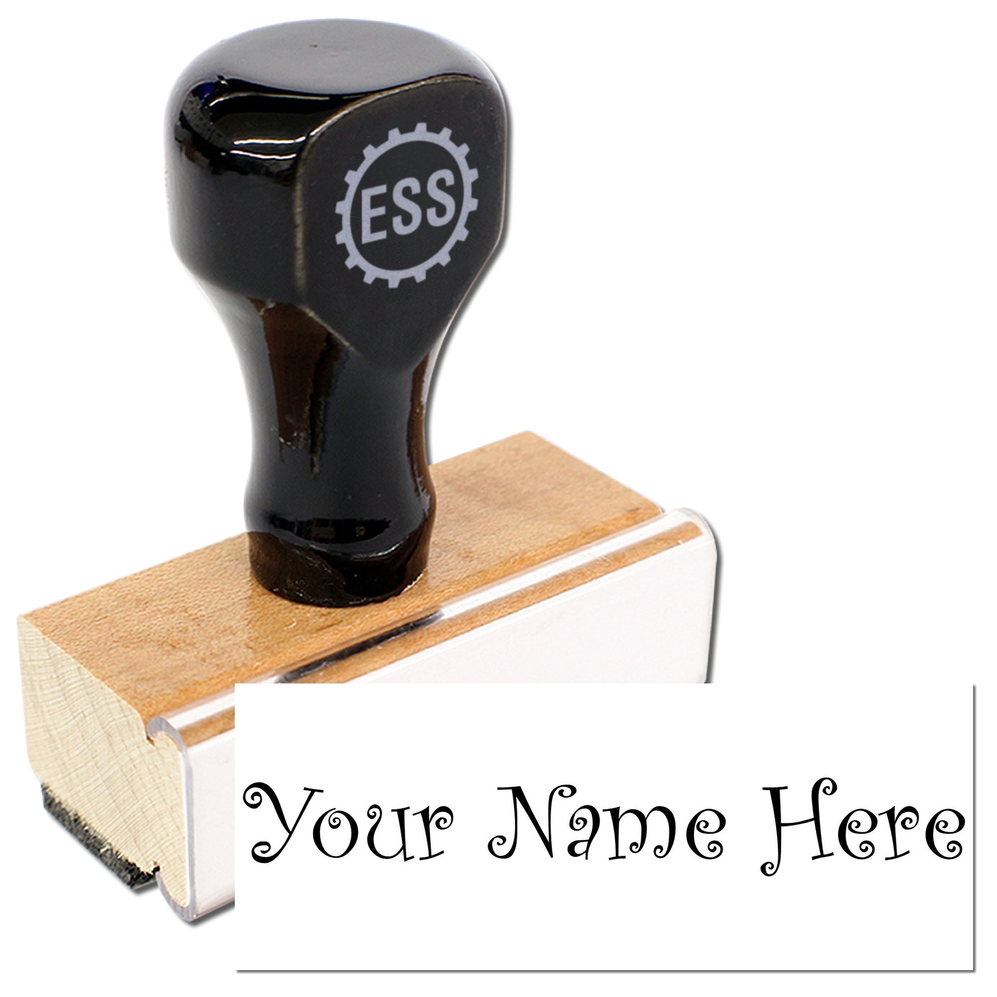 Wood Handle Curlz MT Customizable Signature Stamp - Engineer Seal Stamps