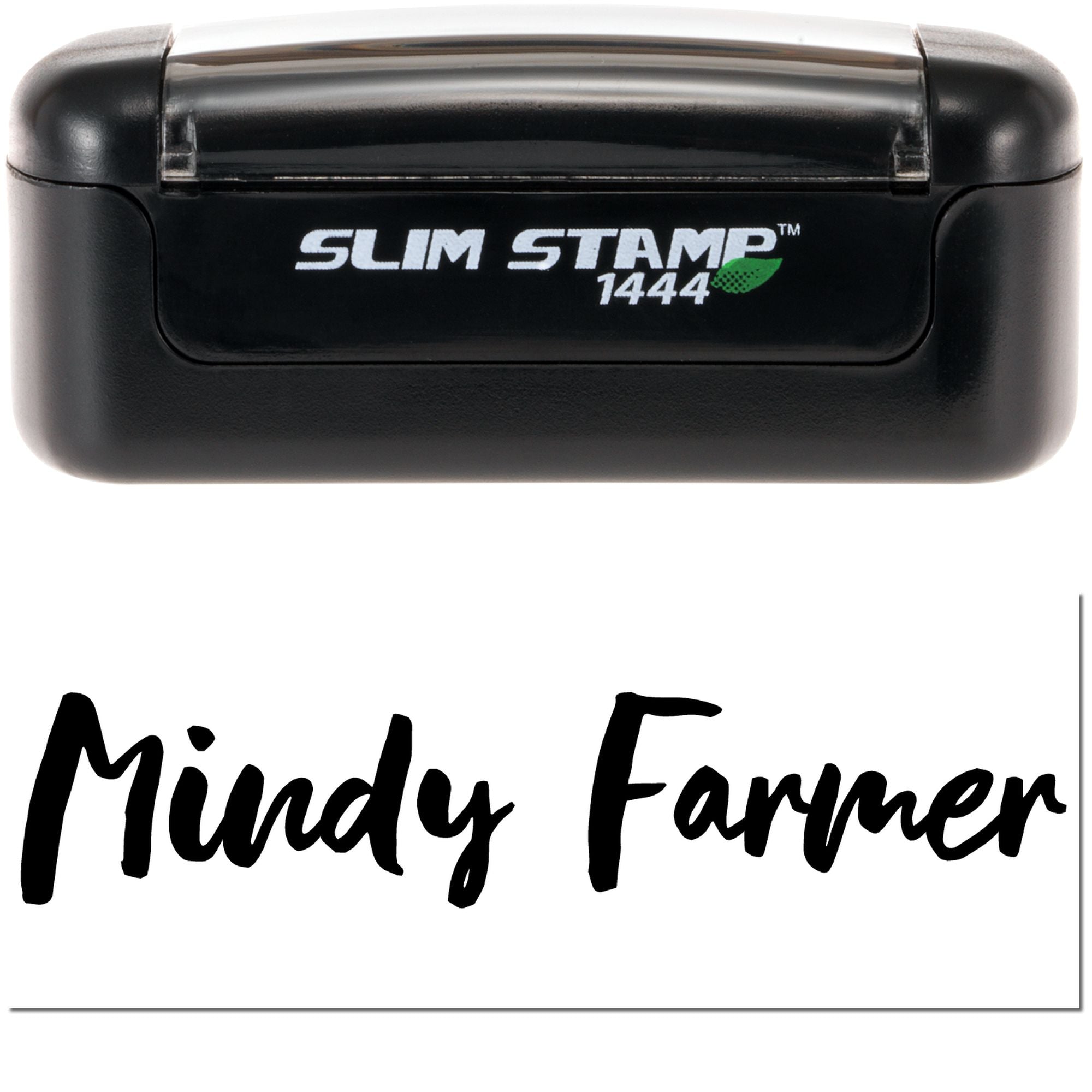 Slim Pre-Inked Blast pink Script Customizable Inked Stamp - Engineer Seal Stamps