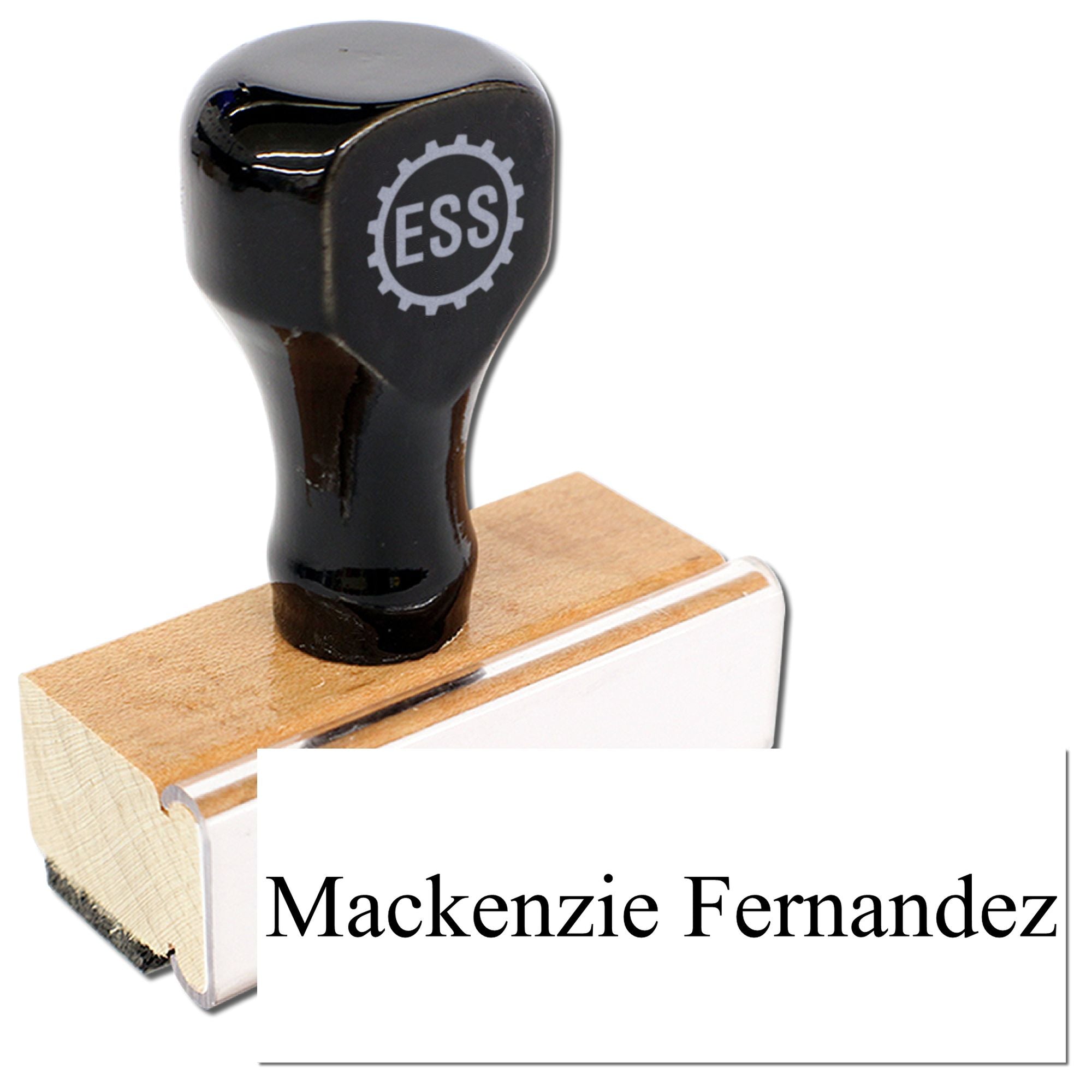 Wood Handle Times New Roman Personalized Name Rubber Stamp