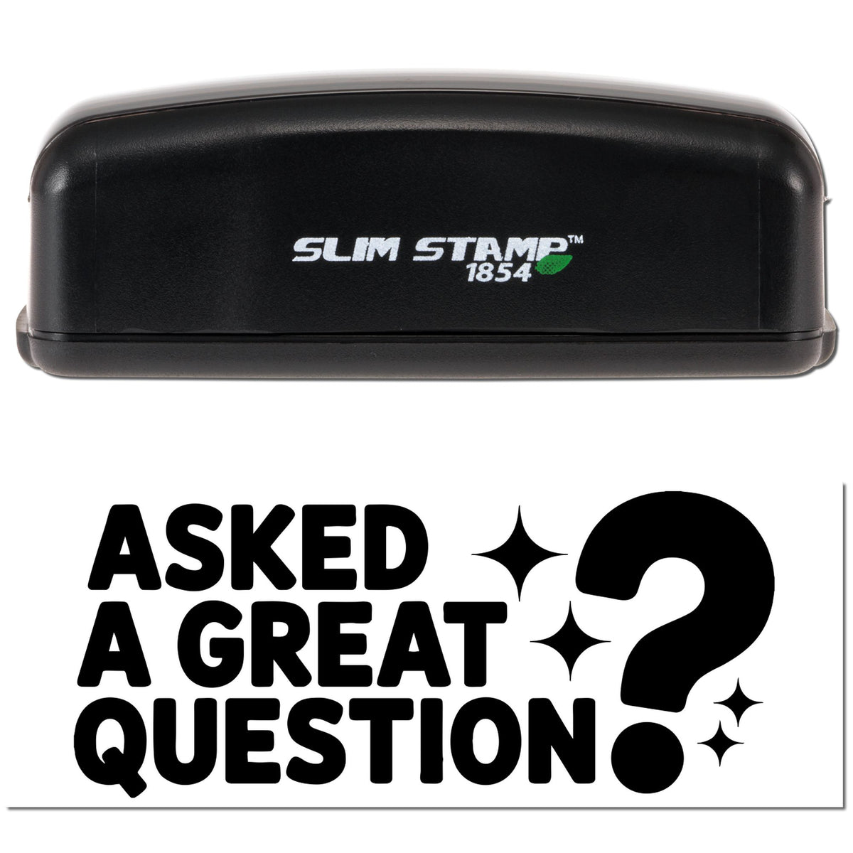 Trodat Cherry Great Job Pre-Inked Teacher Stamp, black ink, stock stamp with cherry design and "Great Job" text.