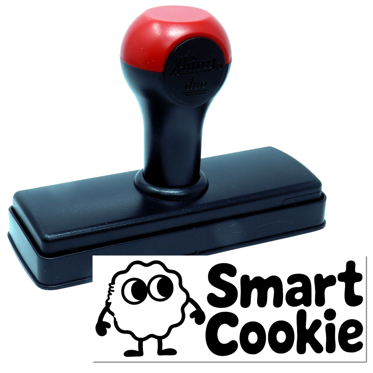 Shiny Smart Cookie teacher grading stamp with cute motivational design for classroom use, shown in black ink.