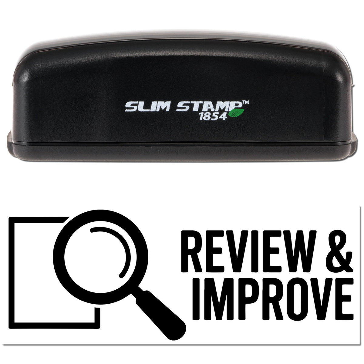 Trodat Classroom Feedback Dig Deeper Teacher Stamp in black with sleek design, used for marking student work with constructive feedback.