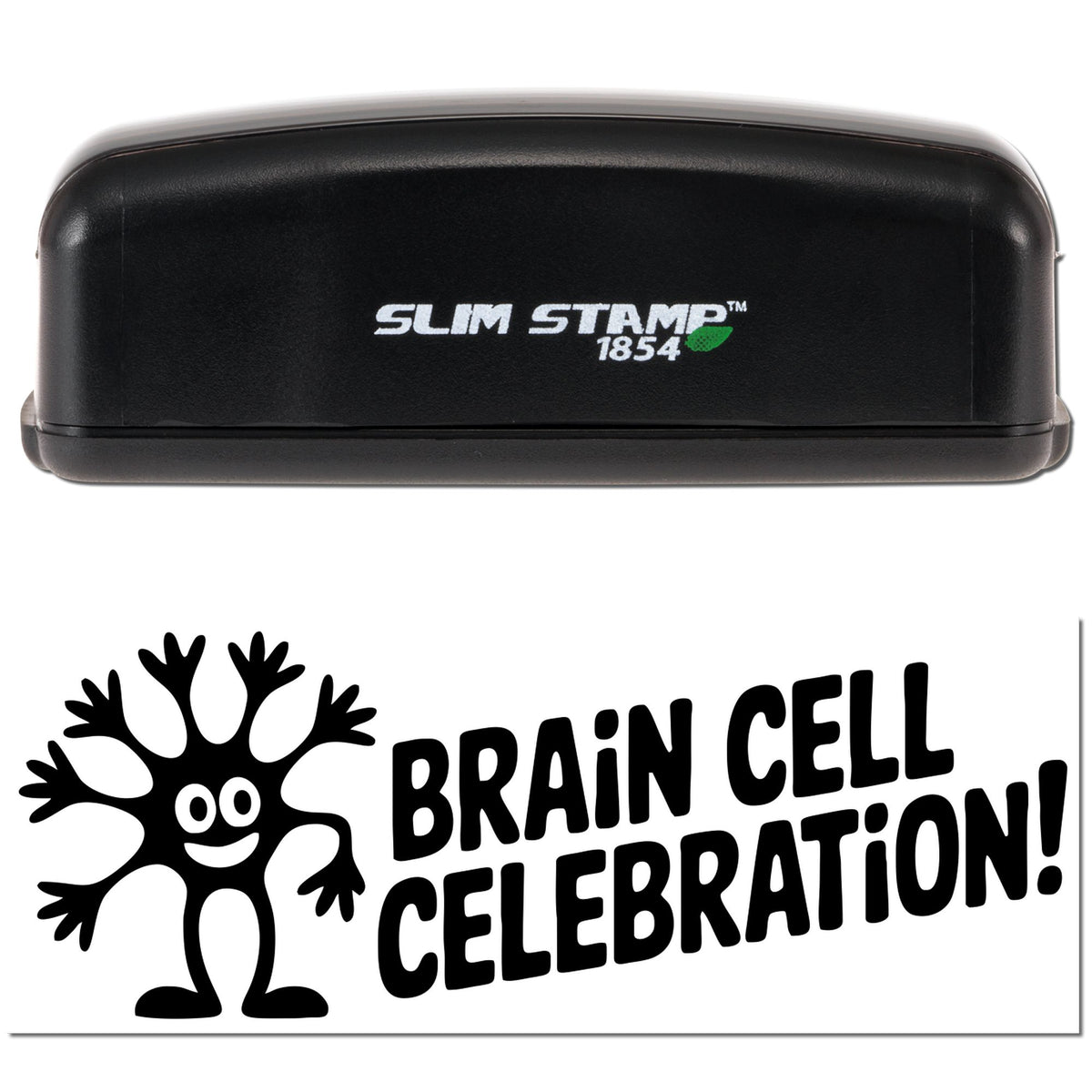 Trodat Motivational Teacher soda-lightful pre-inked reward stamp, stock stamp with motivational phrase and black ink, slim design.