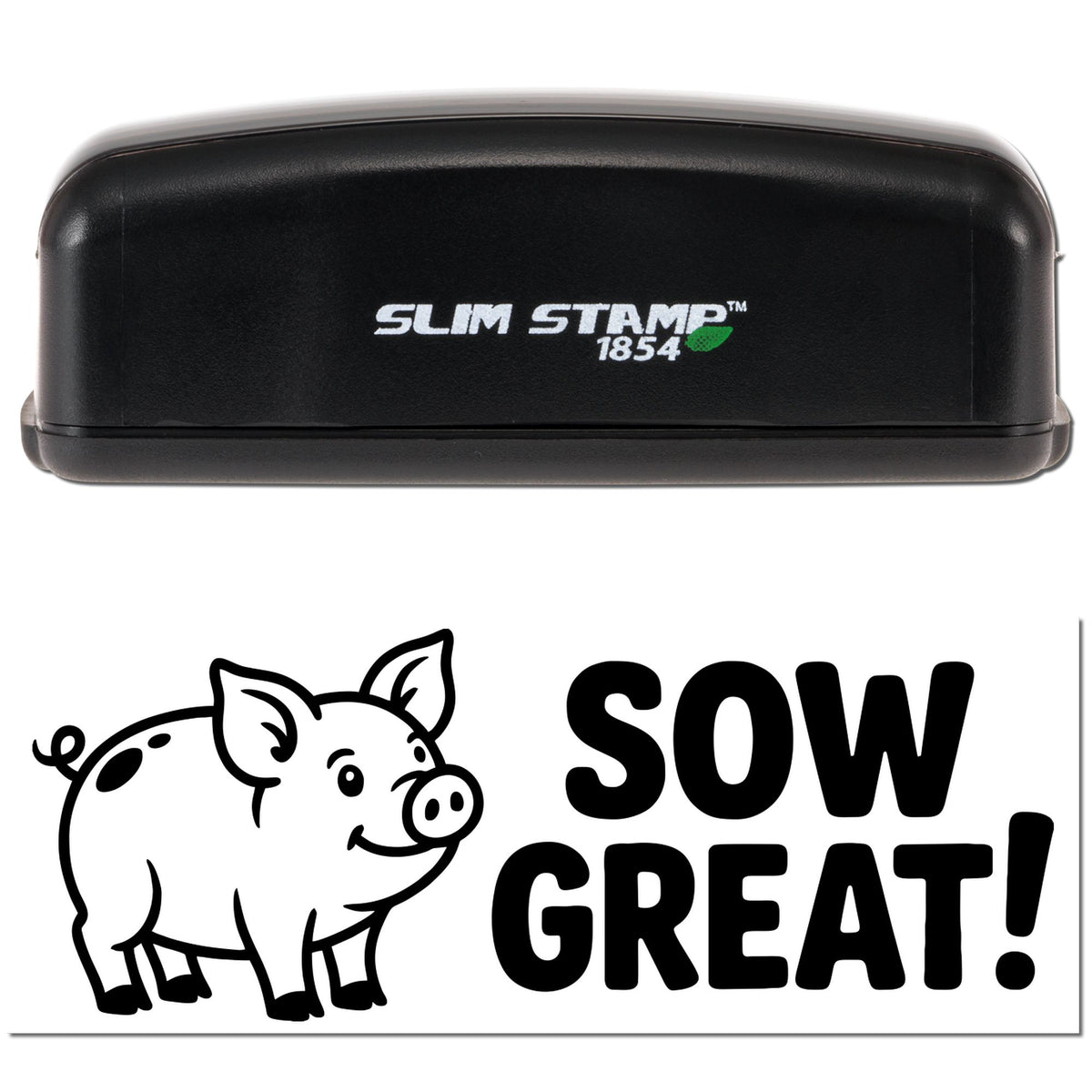 Trodat Teacher Grading You're a Time-Traveling Thinker pre-inked stock stamp in black, featuring a creative, professional design.