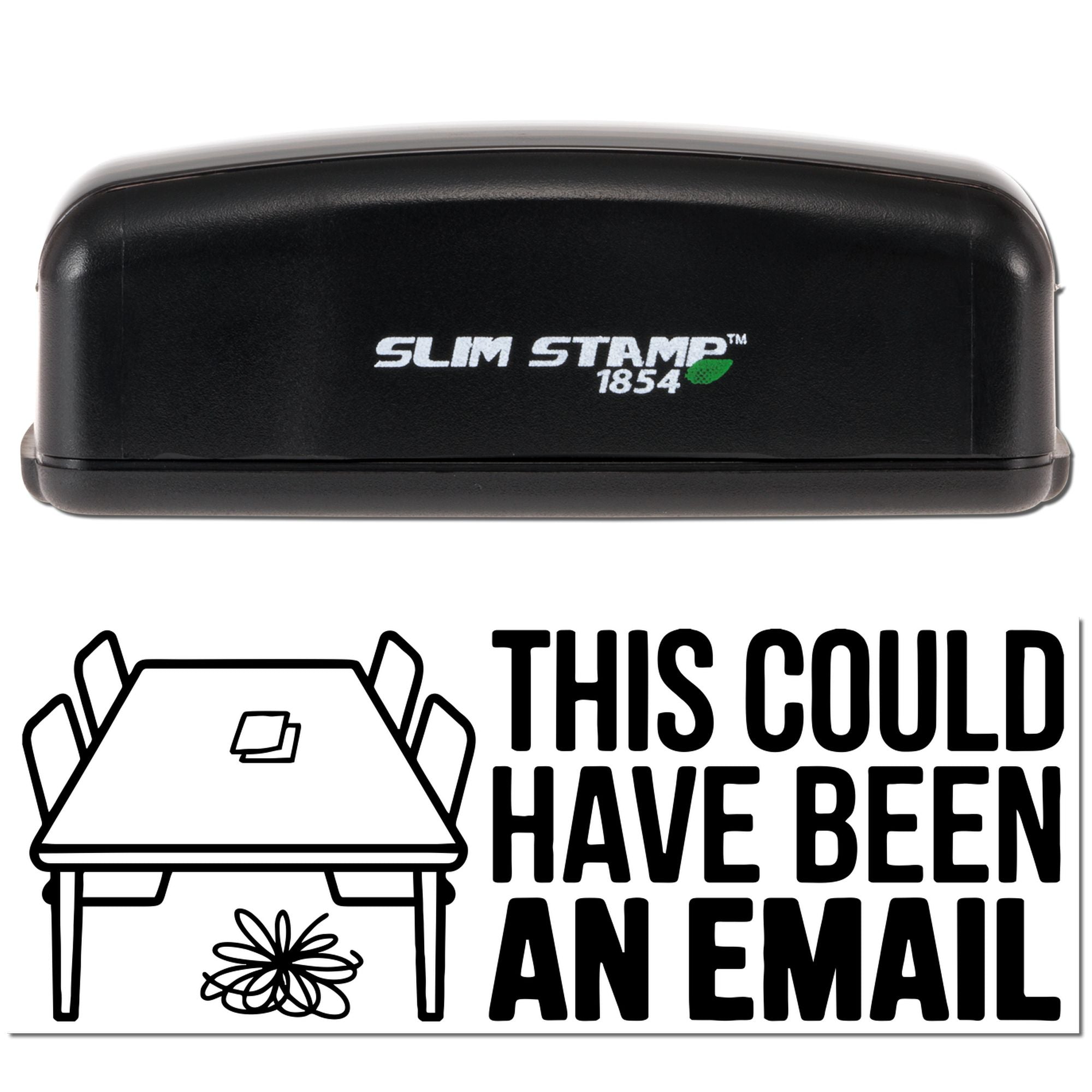 Black Slim Stamp 1854 self-inking stamp and seal with white slogan This could have been an email and line-art logo.