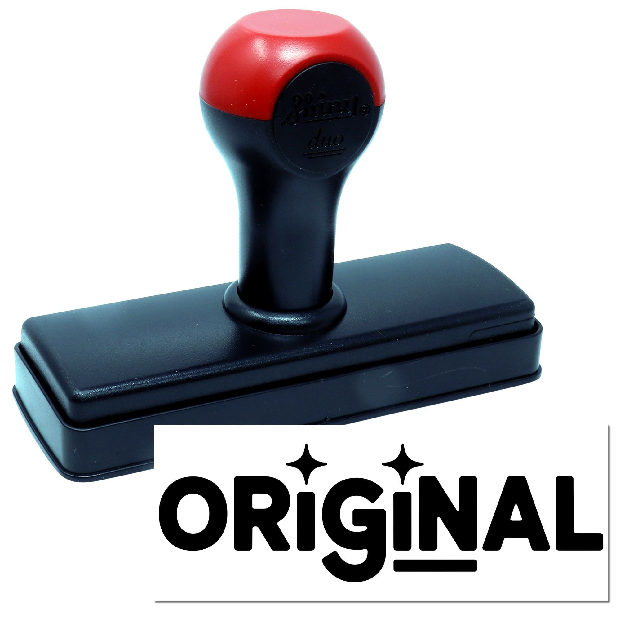 Red and black self-inking stamp and seal with bold Original label on white background.
