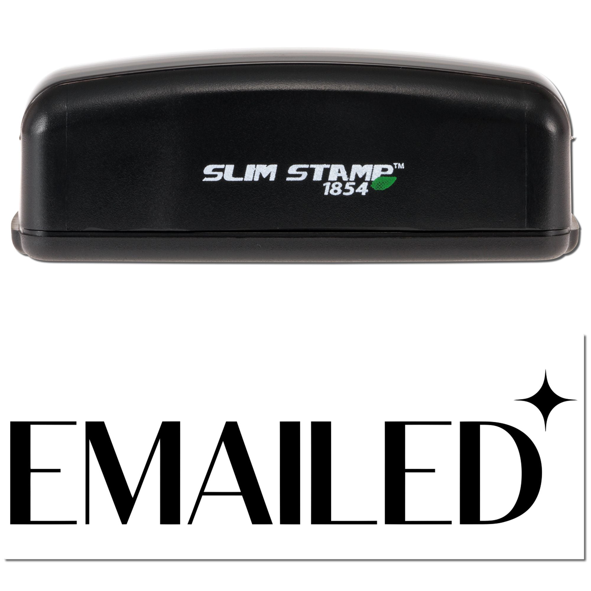 Black Slim Stamp 1854 self-inking stamp with large EMAILED seal text on a white background