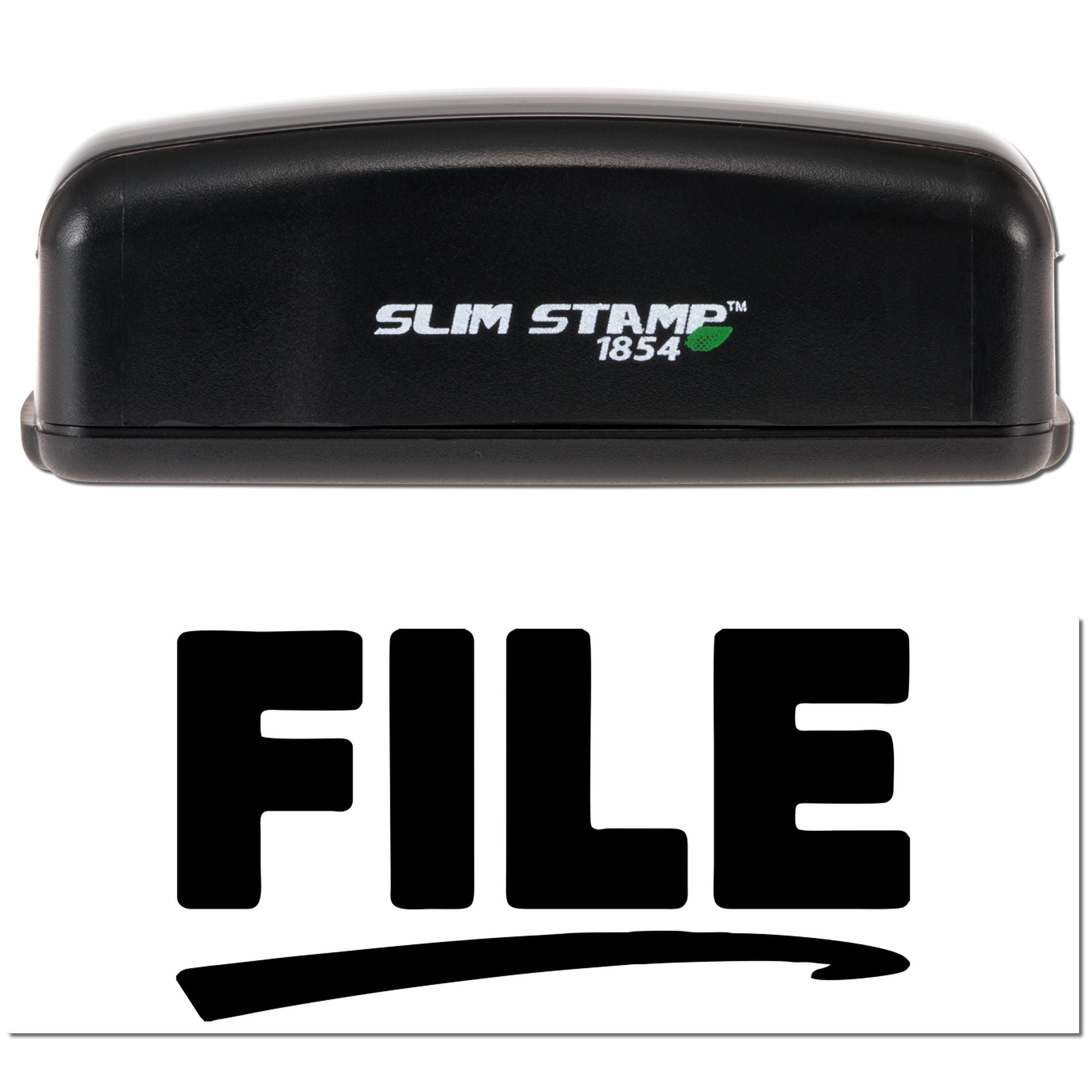 Black Slim Stamp 1854 file stamp seal on white background with bold FILE lettering.