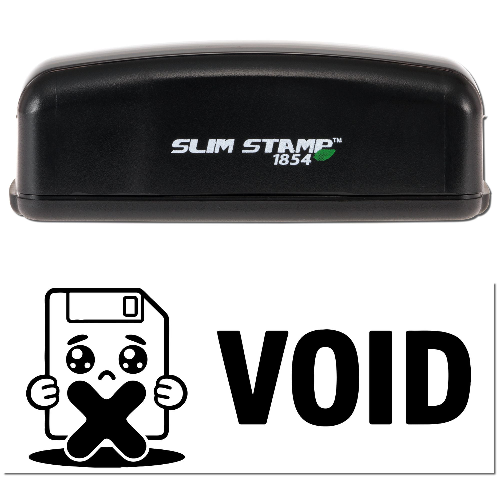 Black Slim Stamp 1854 seal stamp with VOID security marking and green logo