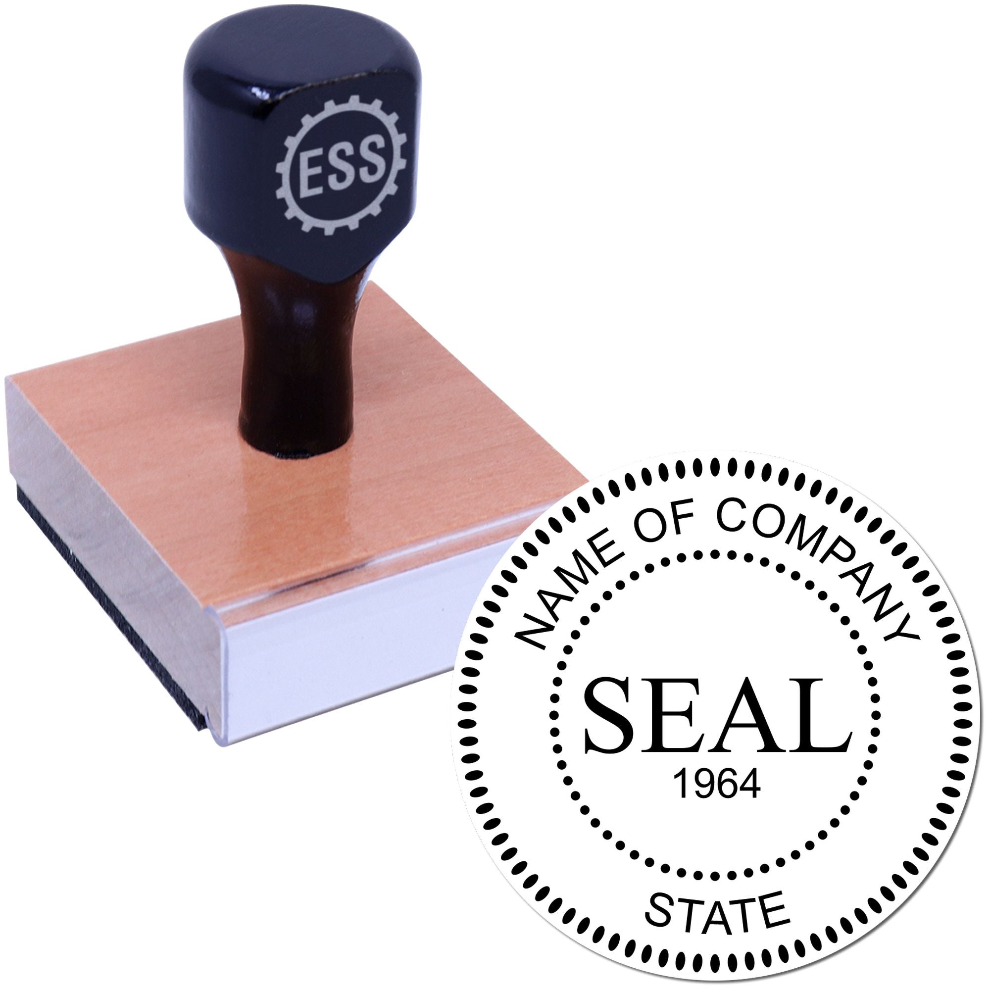 Wood Handle Standard Seal Stamp with Date - Engineer Seal Stamps