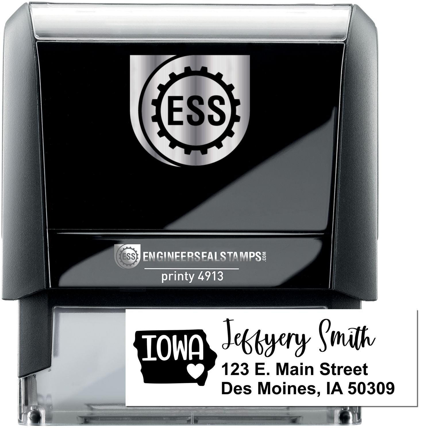 State Love of Iowa Custom Address Stamp Self-Inking - Engineer Seal Stamps