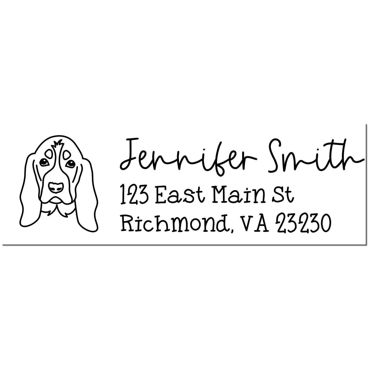 Wood Handle Basset Hound Dog Address Stamp Custom - Engineer Seal Stamps
