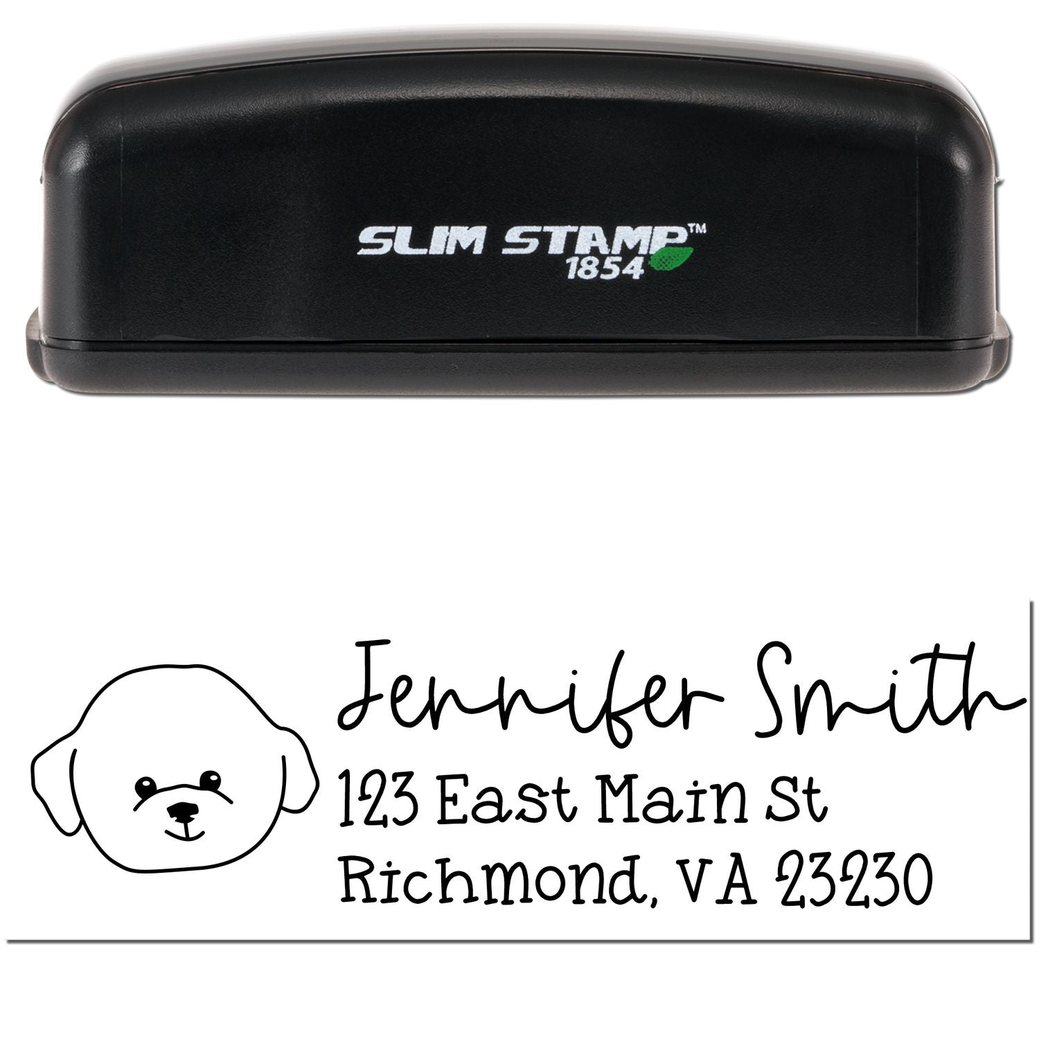 Slim Customized Address Stamp Bichon Dog Outline - Engineer Seal Stamps