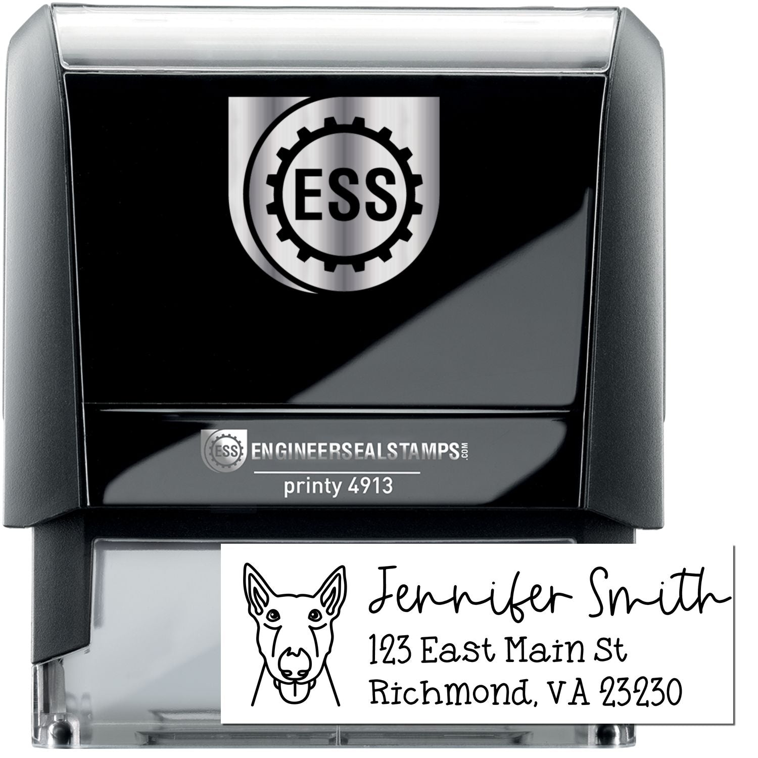 Self-Inking Bull Terrier Dog Outline Return Address Stamp Personalized - Engineer Seal Stamps