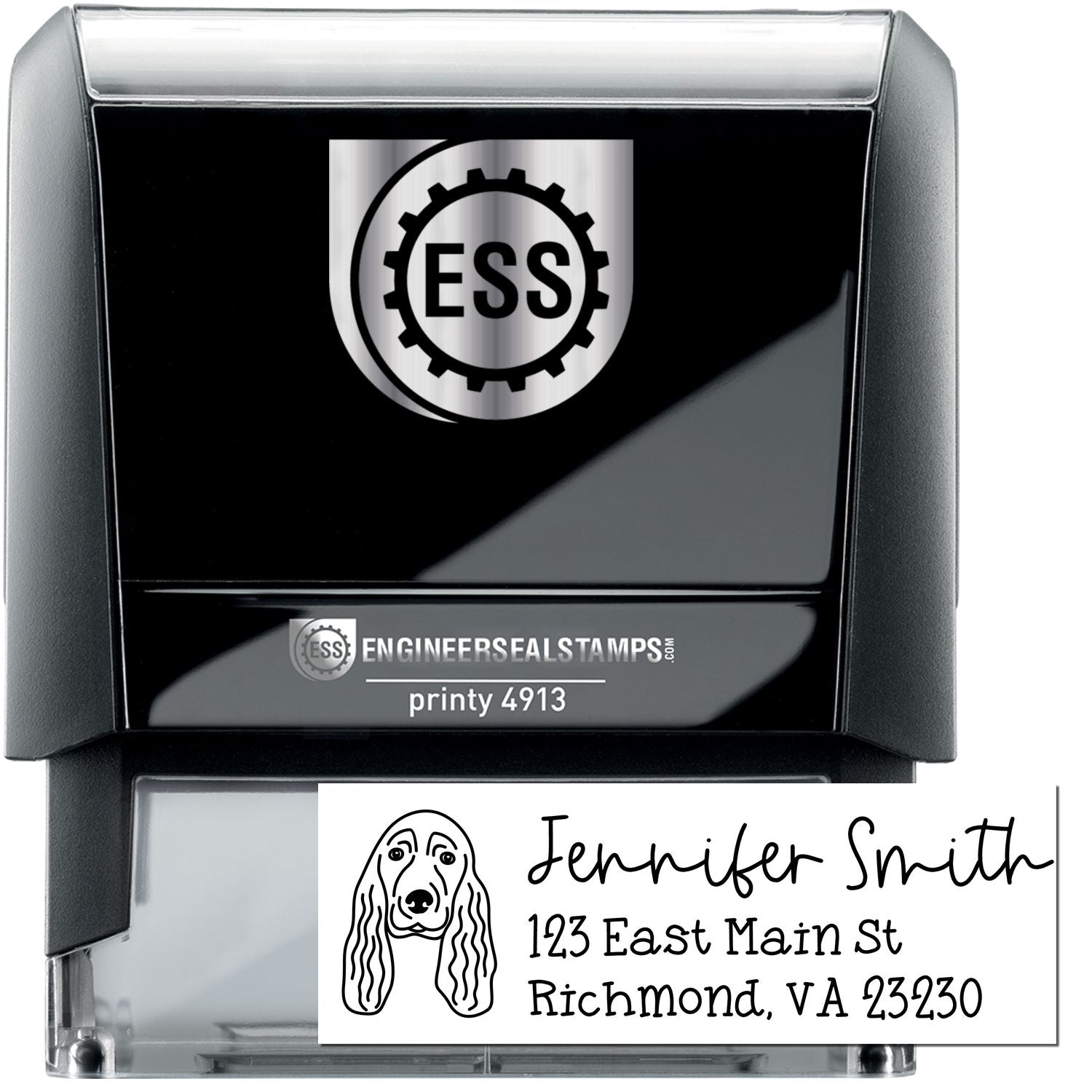 Self-Inking Cocker Spaniel Dog Outline Return Address Stamp Personalized - Engineer Seal Stamps