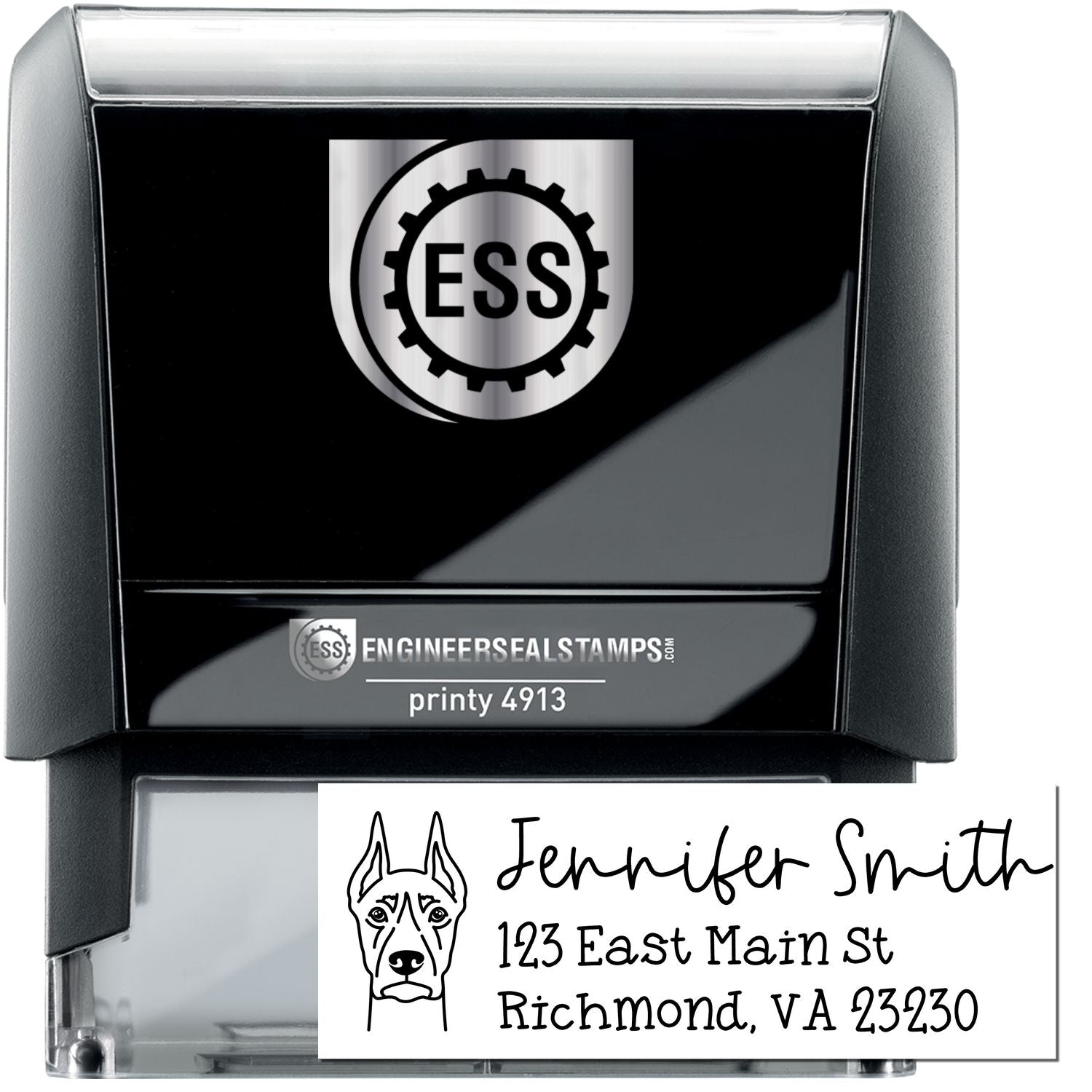 Self-Inking Doberman Dog Outline Return Address Stamp Personalized - Engineer Seal Stamps