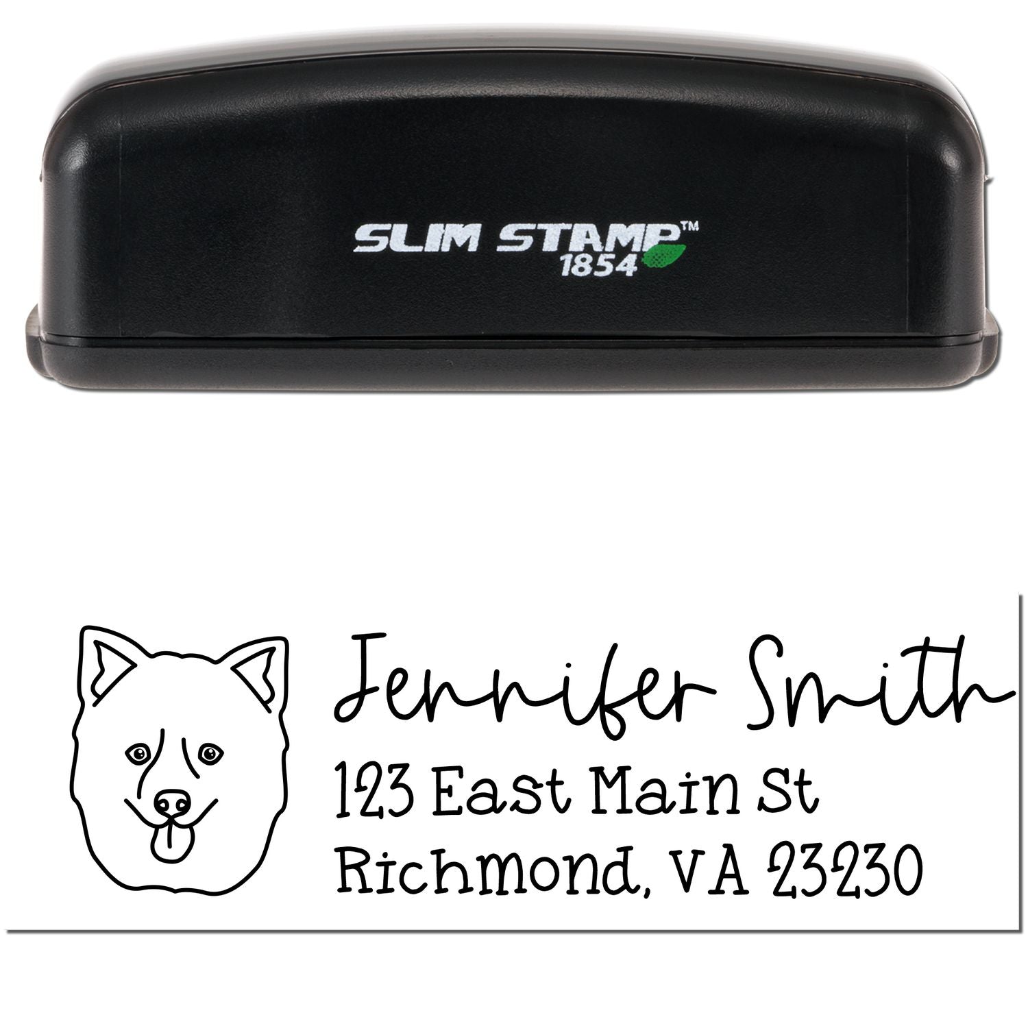 Slim Customized Address Stamp Pomsky Dog Outline - Engineer Seal Stamps