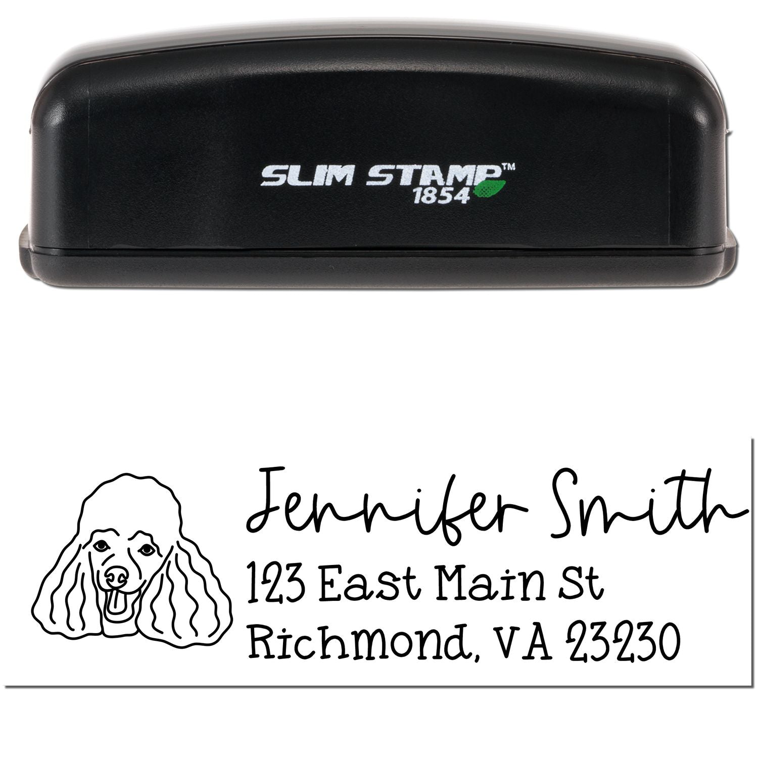 Slim Customized Address Stamp Poodle Dog Outline - Engineer Seal Stamps