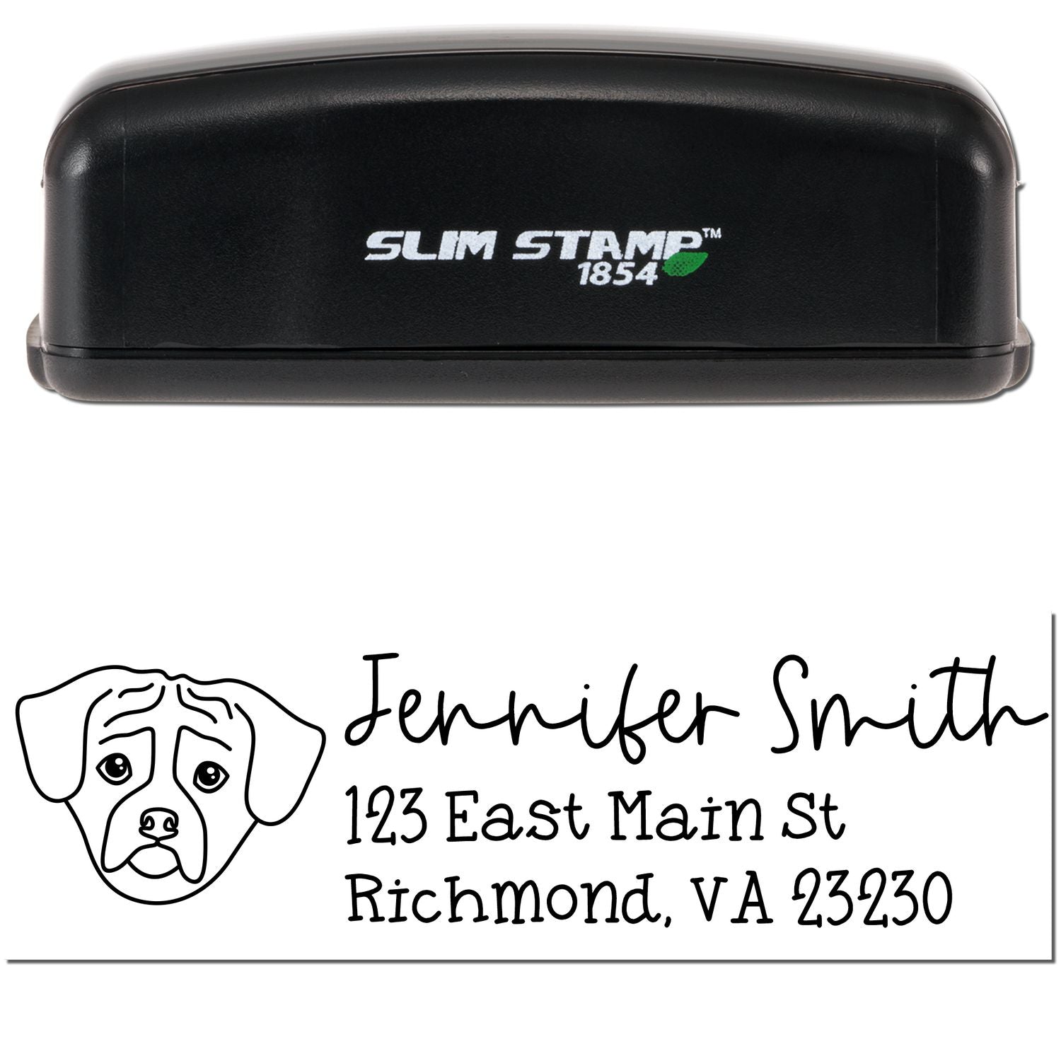 Slim Customized Address Stamp Puggle Dog Outline - Engineer Seal Stamps