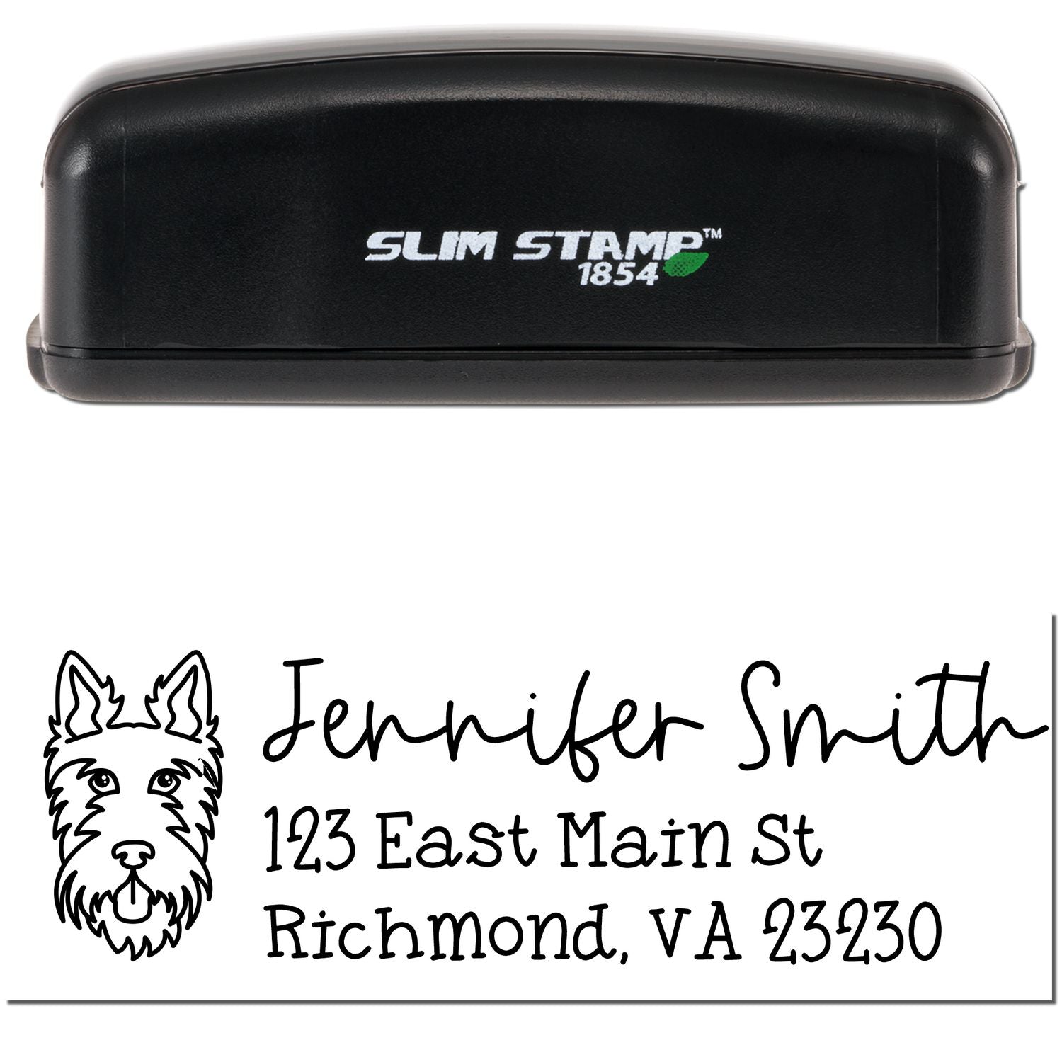 Slim Customized Address Stamp Scottie Dog Outline - Engineer Seal Stamps