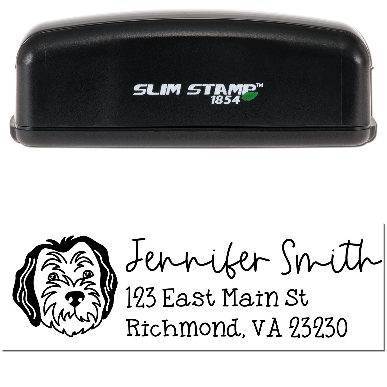 Slim Customized Address Stamp Sheepadoodle Dog Outline - Engineer Seal Stamps