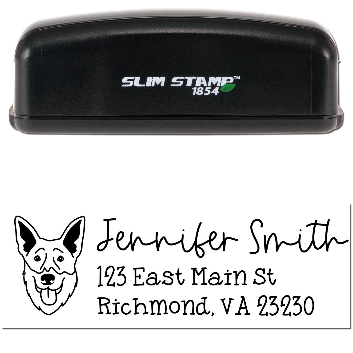 Slim Customized Address Stamp Shepsky Dog Outline - Engineer Seal Stamps