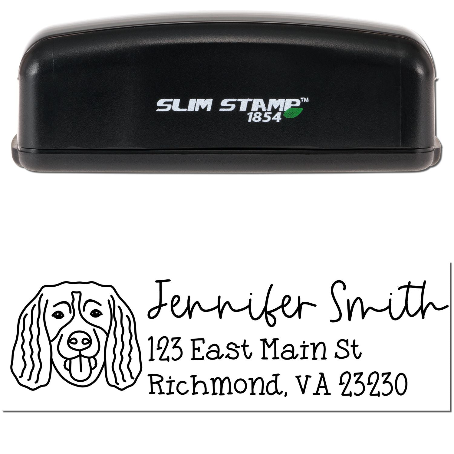 Slim Customized Address Stamp Springer Spaniel Dog Outline - Engineer Seal Stamps