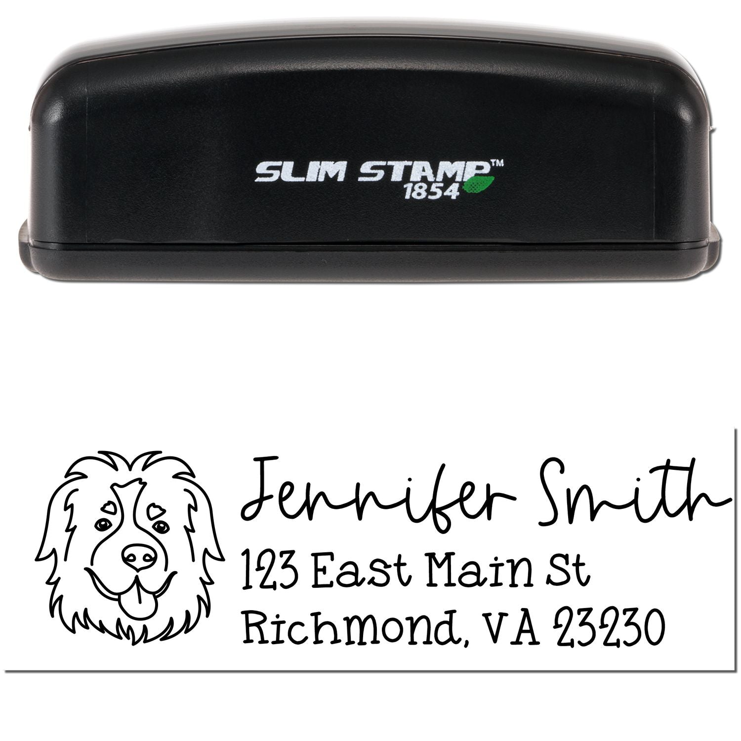 Slim Customized Address Stamp St Bernard Dog Outline - Engineer Seal Stamps