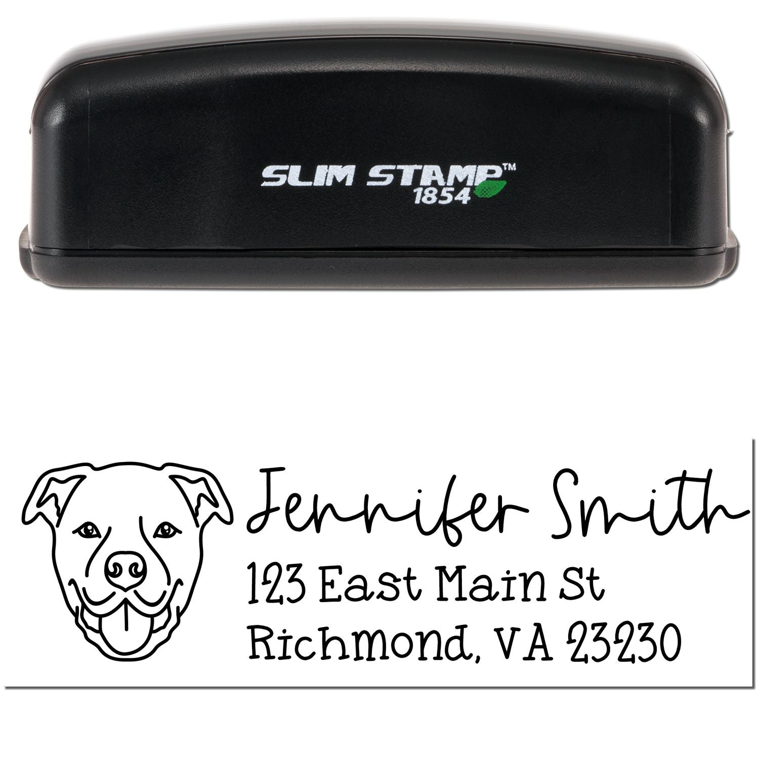 Slim Customized Address Stamp Staffordshire Bull Terrier Dog Outline - Engineer Seal Stamps
