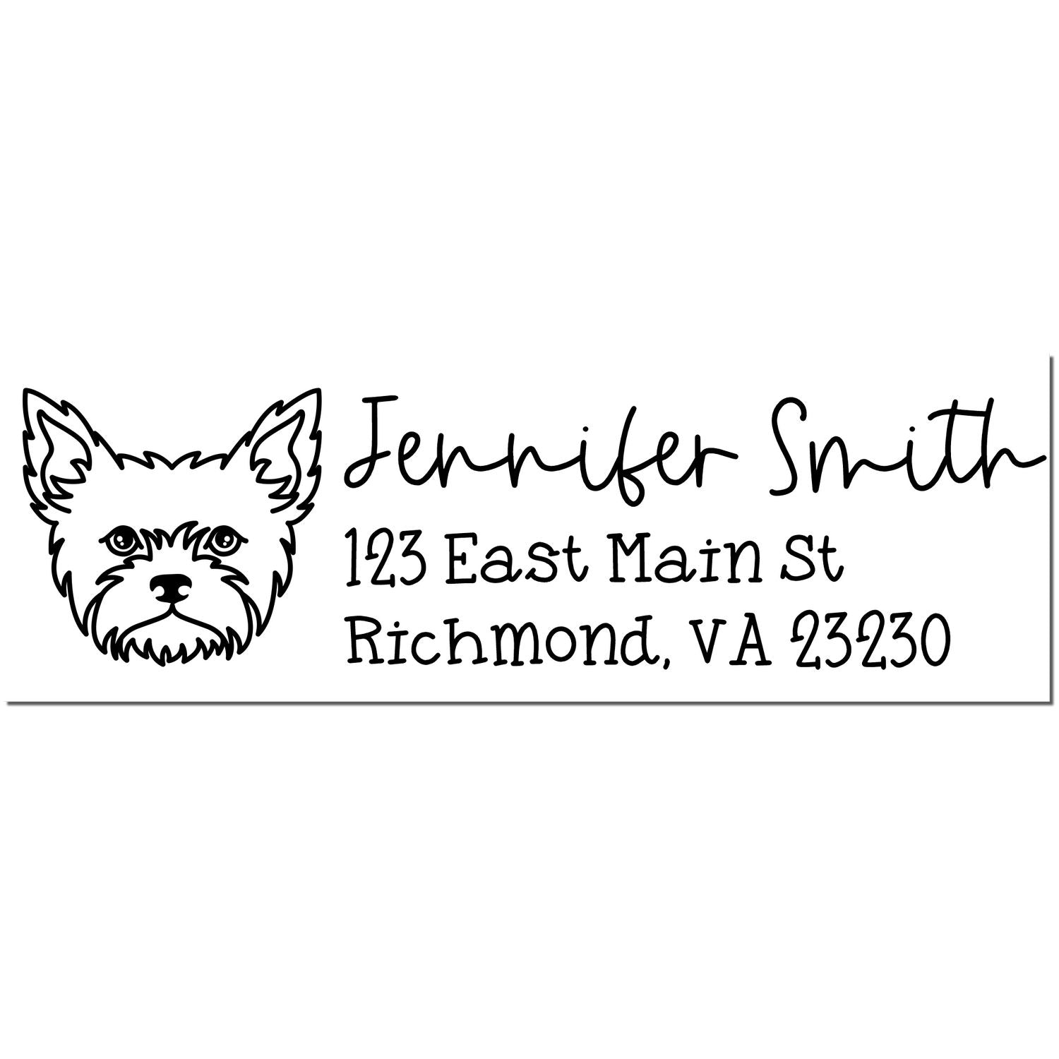 Wood Handle Yorkie Dog Address Stamp Custom - Engineer Seal Stamps