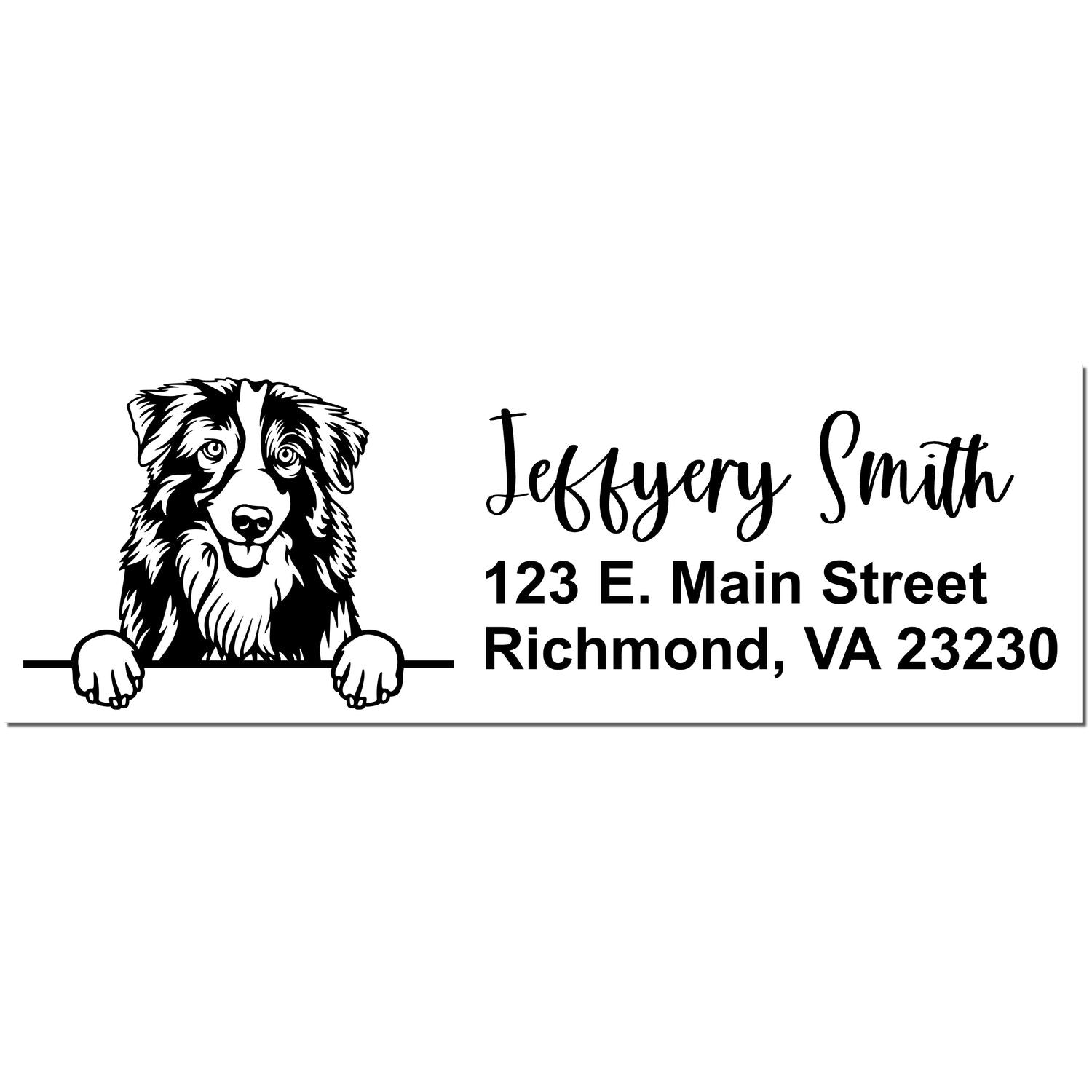 Pre-Inked Australian Shepherd Dog Personalized Address Stamp - Engineer Seal Stamps