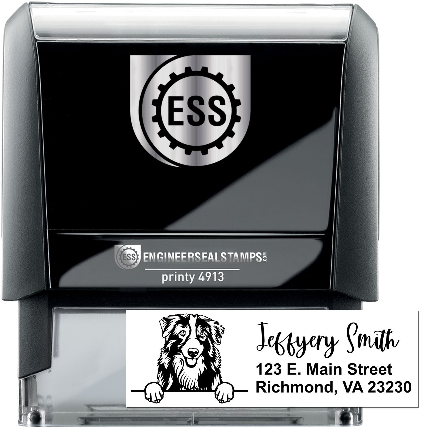Australian Shepherd Name and Address Stamp Self-Inking - Engineer Seal Stamps