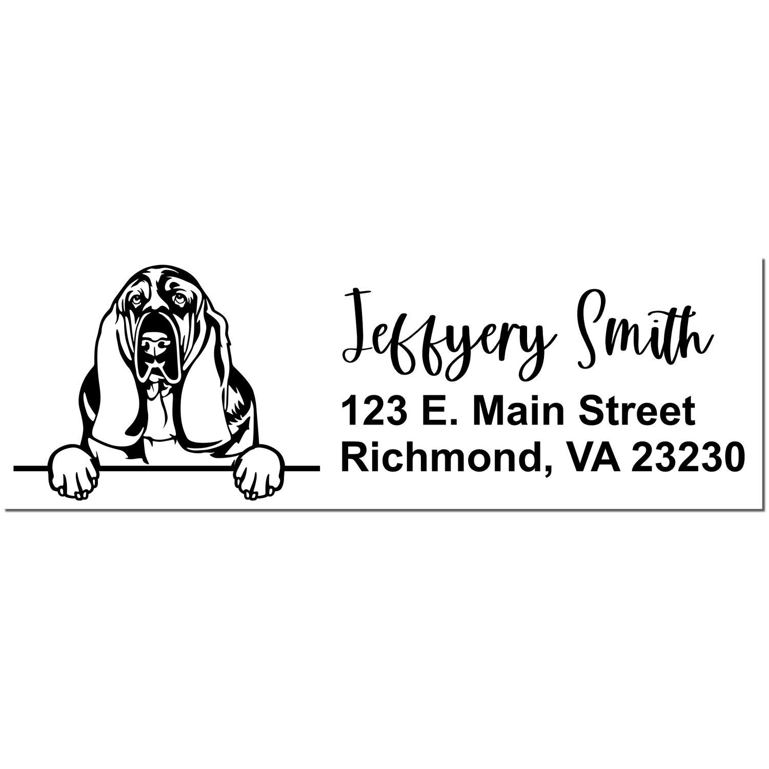 Peeking Basset Hound Name and Address Rubber Stamp - Engineer Seal Stamps