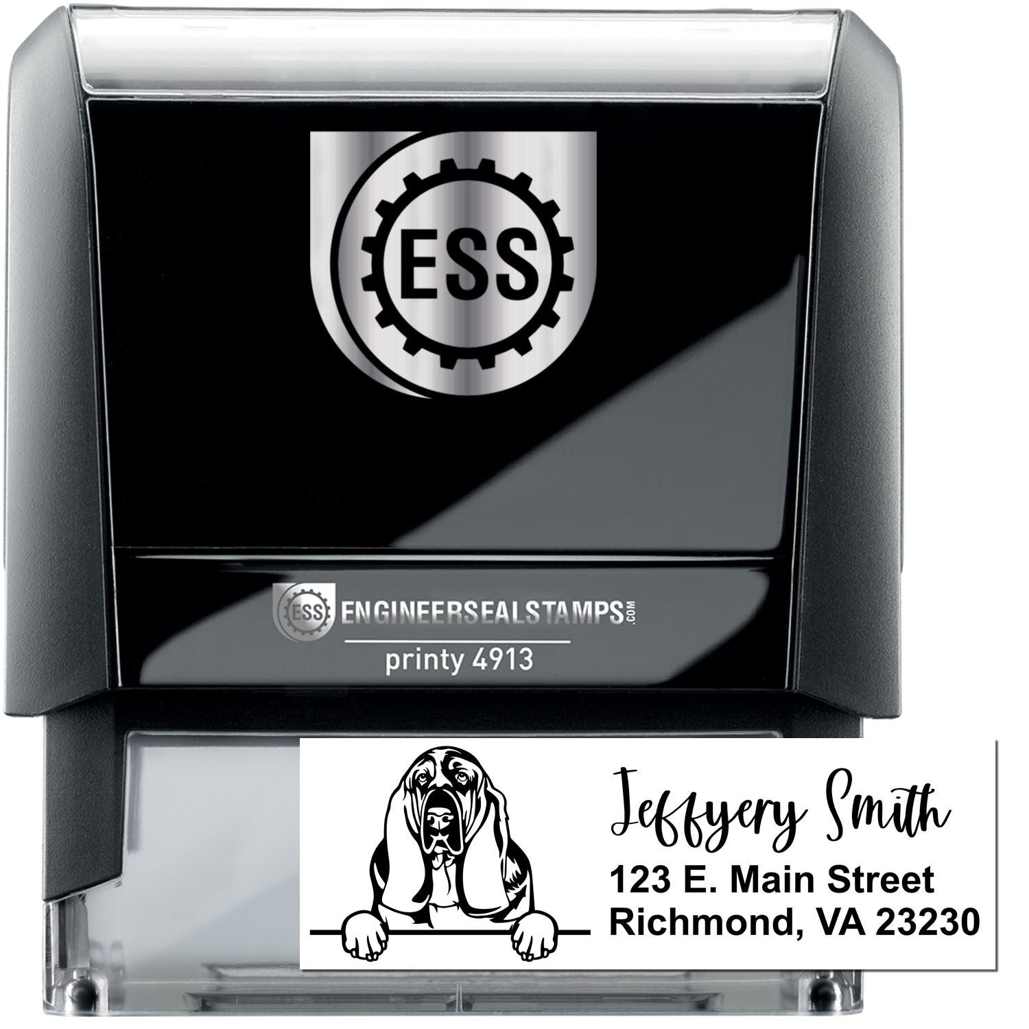 Basset Hound Name and Address Stamp Self-Inking - Engineer Seal Stamps