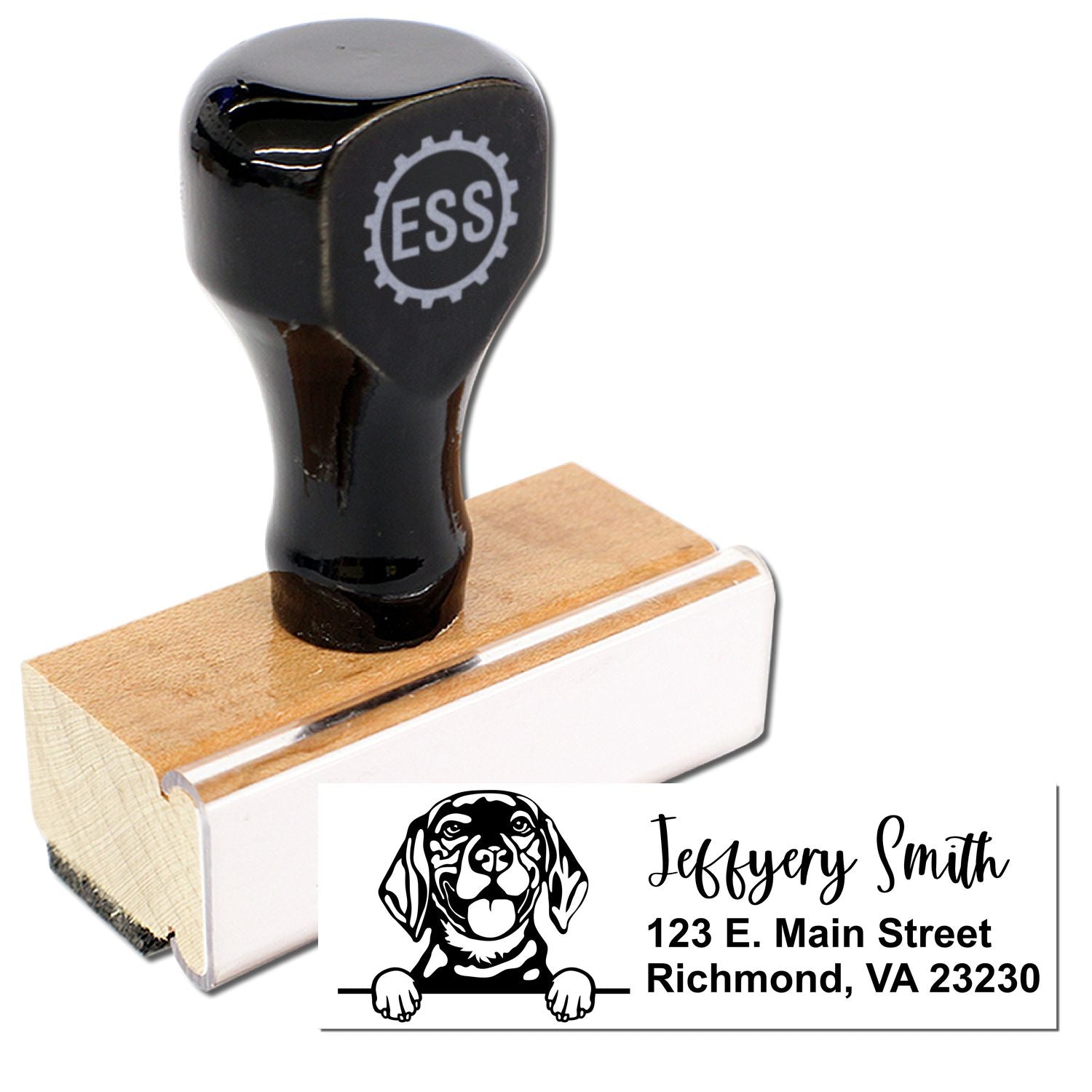 Peeking Beagle Name and Address Rubber Stamp - Engineer Seal Stamps