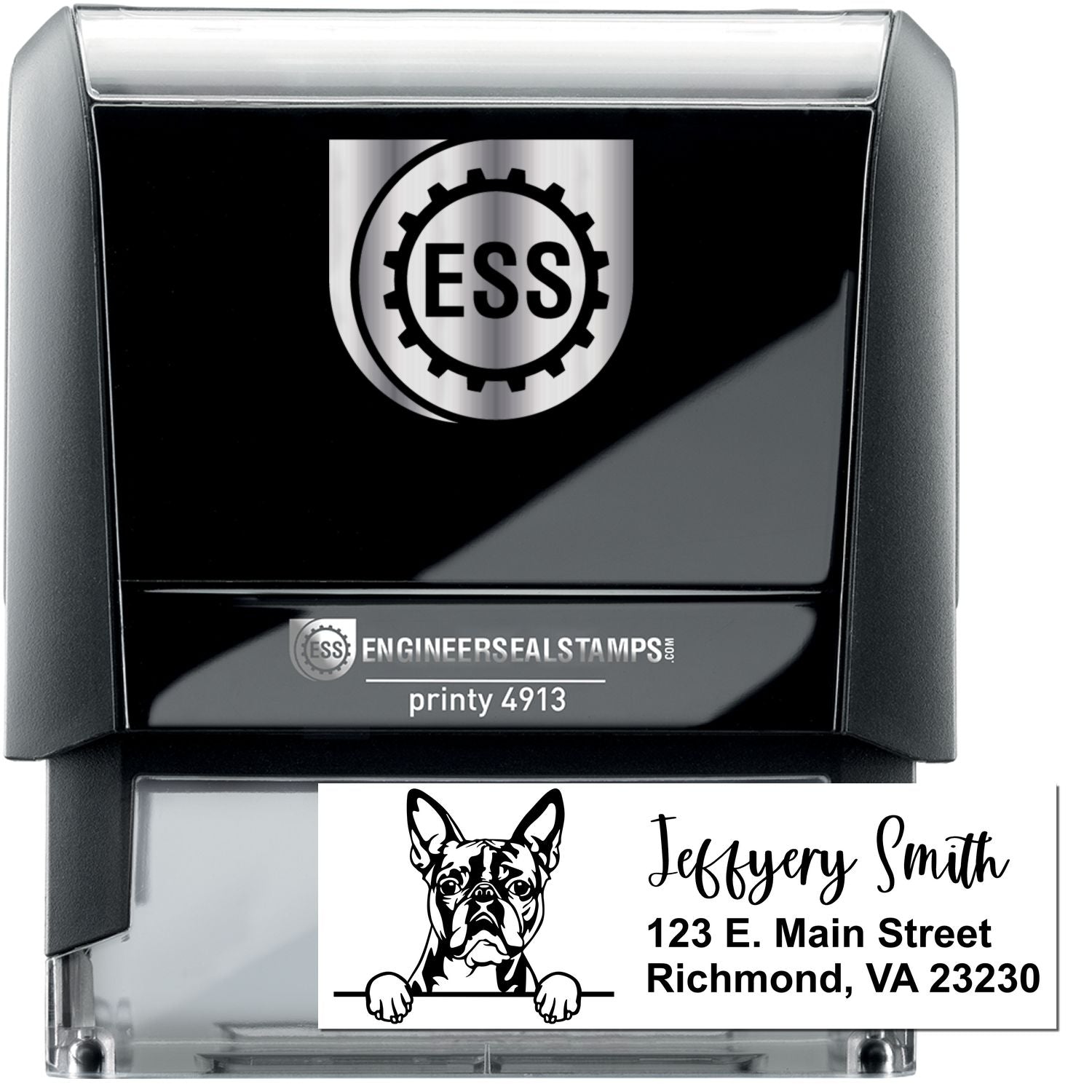 Boston Terrier Name and Address Stamp Self-Inking - Engineer Seal Stamps